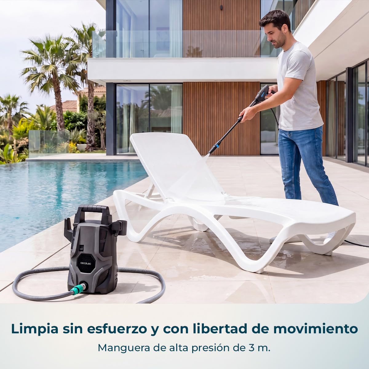 Cecotec Hidrolimpiadora de Alta Presión HydroBoost 1400 Essential Plus. 1400W, Presión 105 Bares, Hogar, Jardín o Coche, Caudal de 426 l/h, Bomba de Aluminio, Radio de Acción 9 Metros
