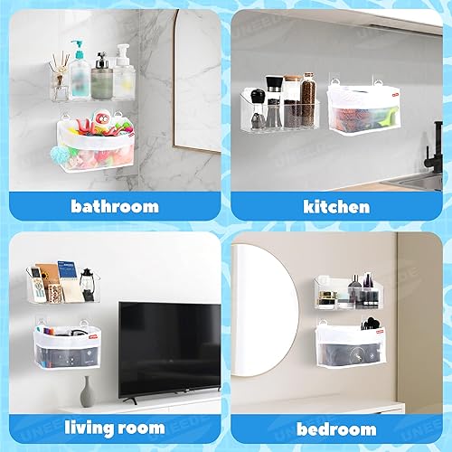 Miniatura 7 de UNEEDE Paquete de 2 organizadores de almacenamiento de juguetes de baño, soporte de plástico y nailon para baño, organizador de ducha de malla de