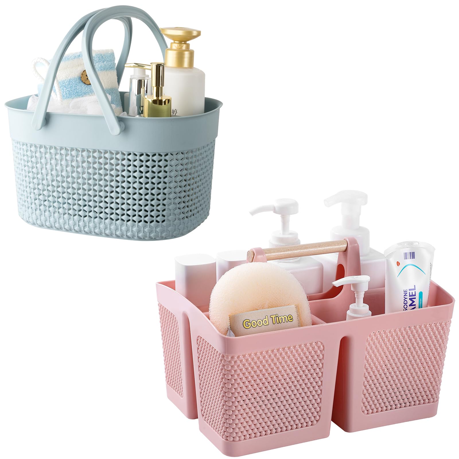 rejomiik Portable Shower Caddy Basket Plastic Cleaning Caddy Organizer Storage Tote with Handle for Bathroom College Dorm Room