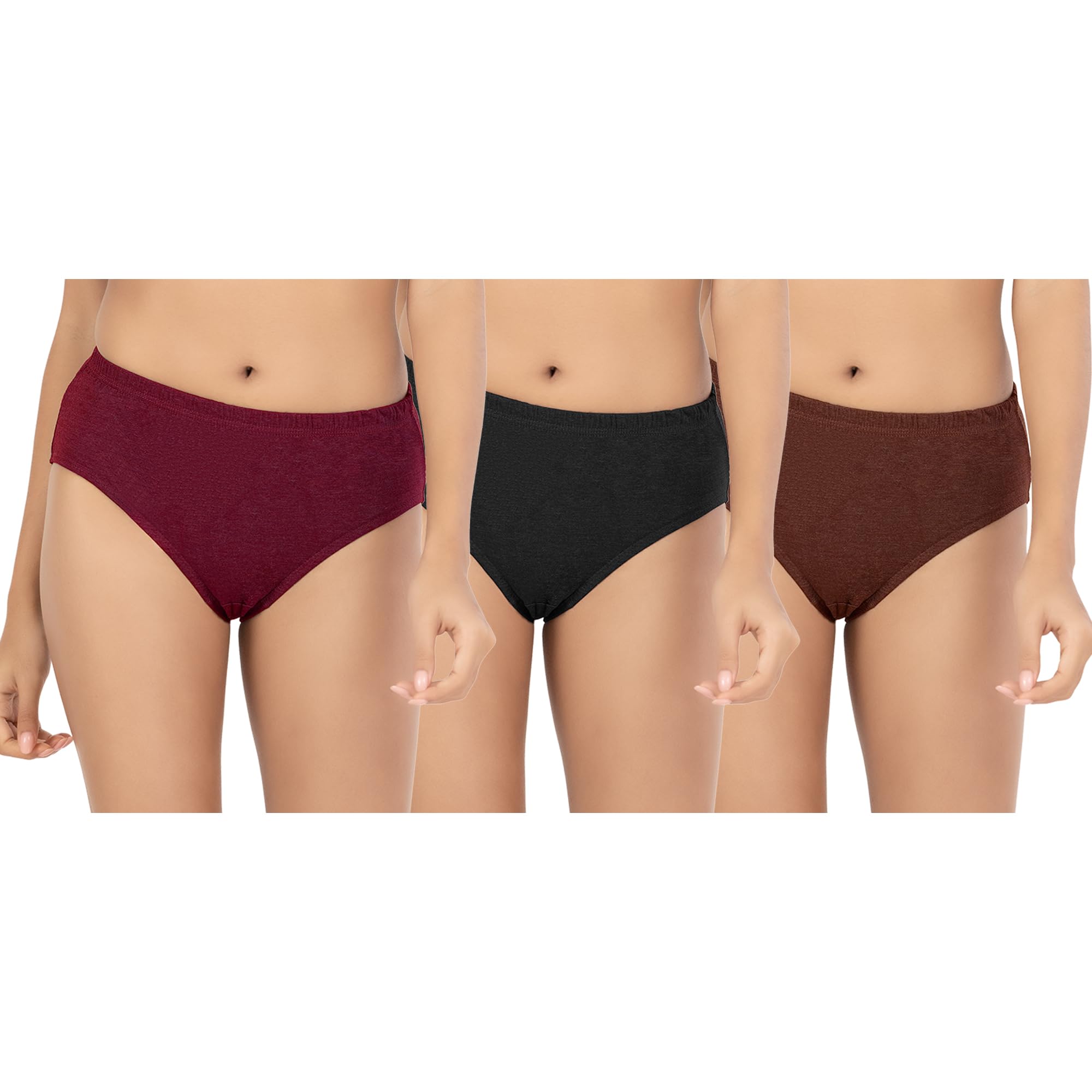 trylo Riza Women's Combed Cotton Solid and Soft Hipster Briefs (Dark Assorted Colours)-picture-19