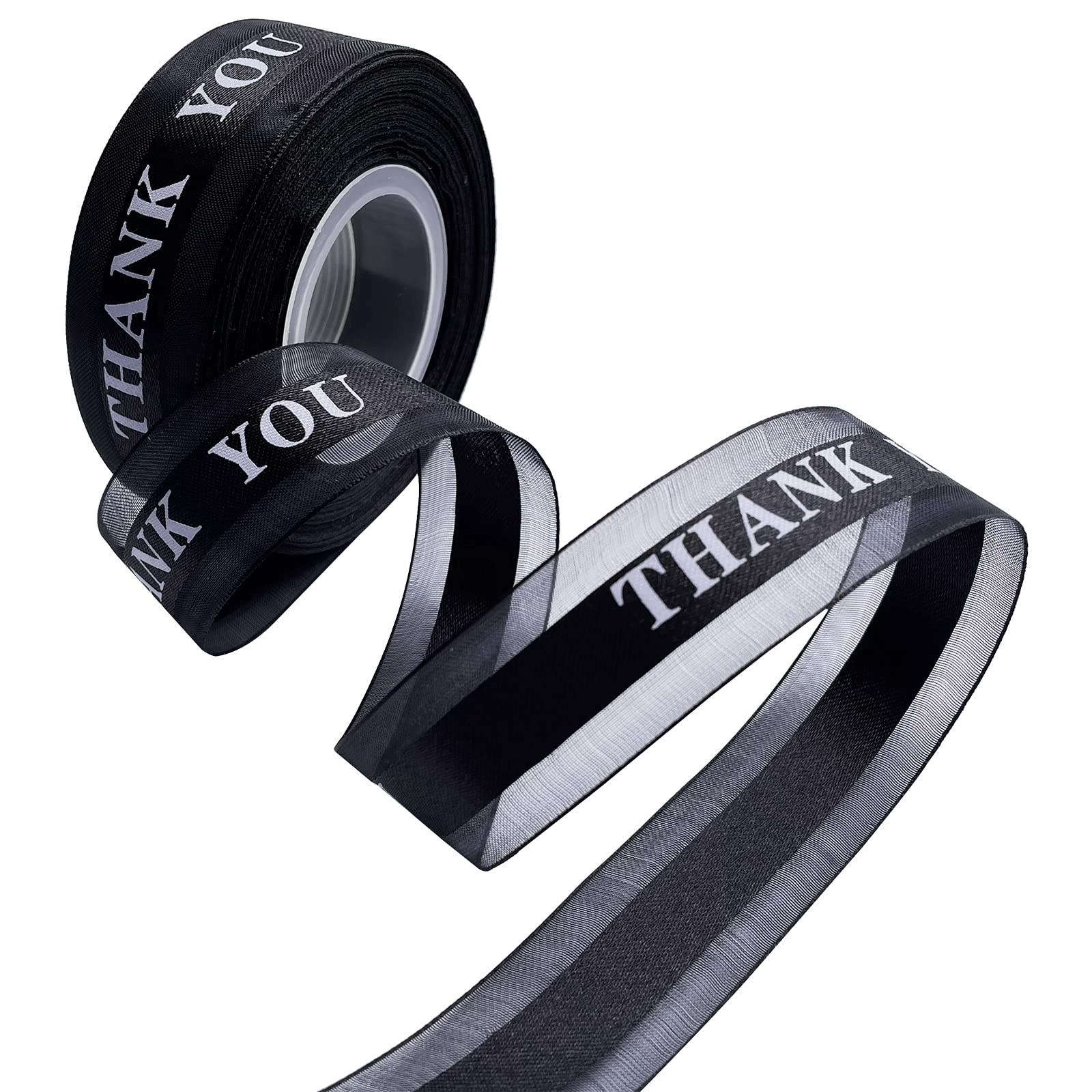 LXKBD Satin Organza Ribbons with Thank You Printing,1 Inch by 25 Yard Gift Wrapping Ribbon for Father's Thanksgiving Valentine's Day,Wedding Favor,