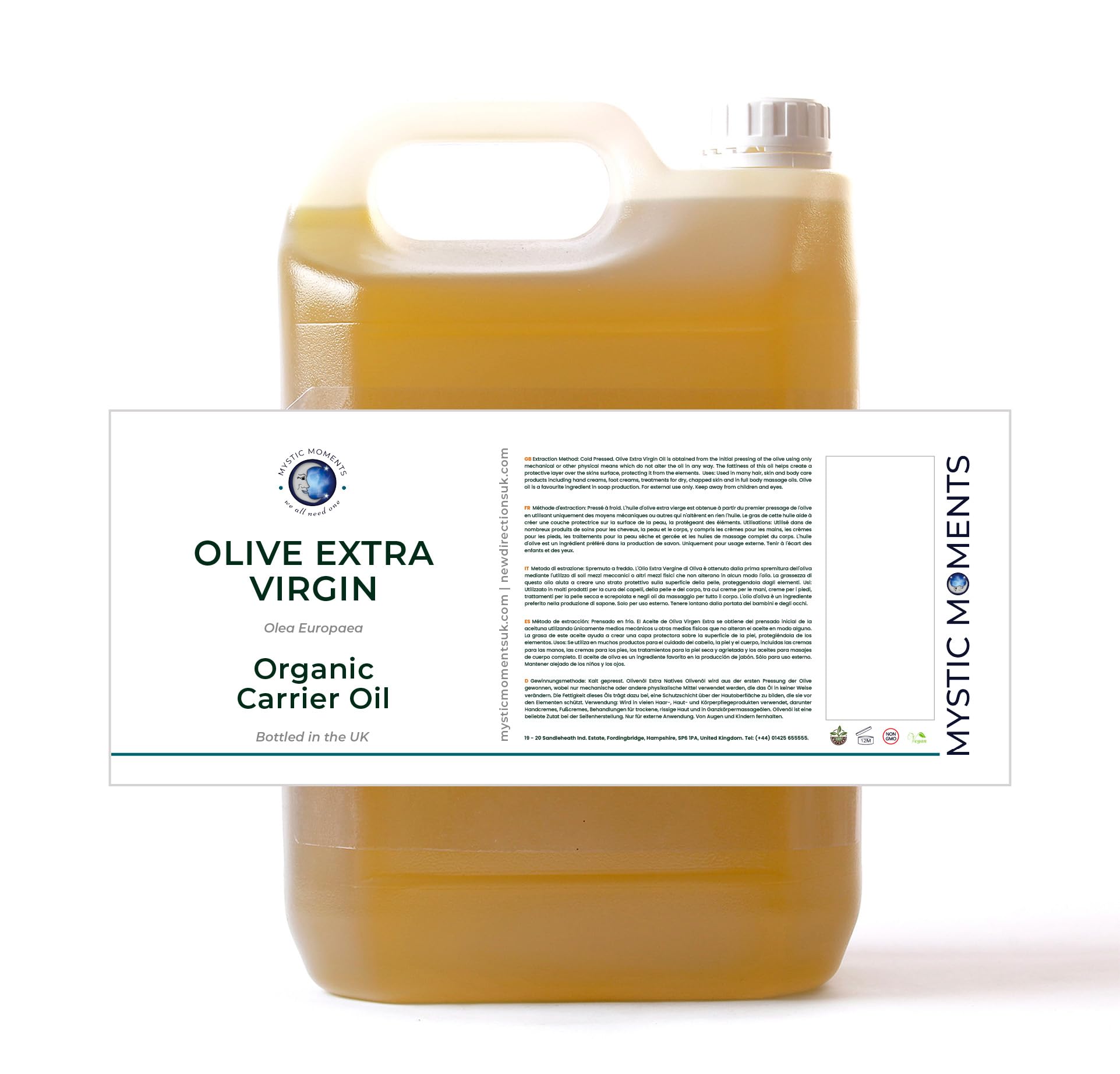 Mystic Moments | Olive Extra Virgin Organic Carrier Oil | 5 Litre