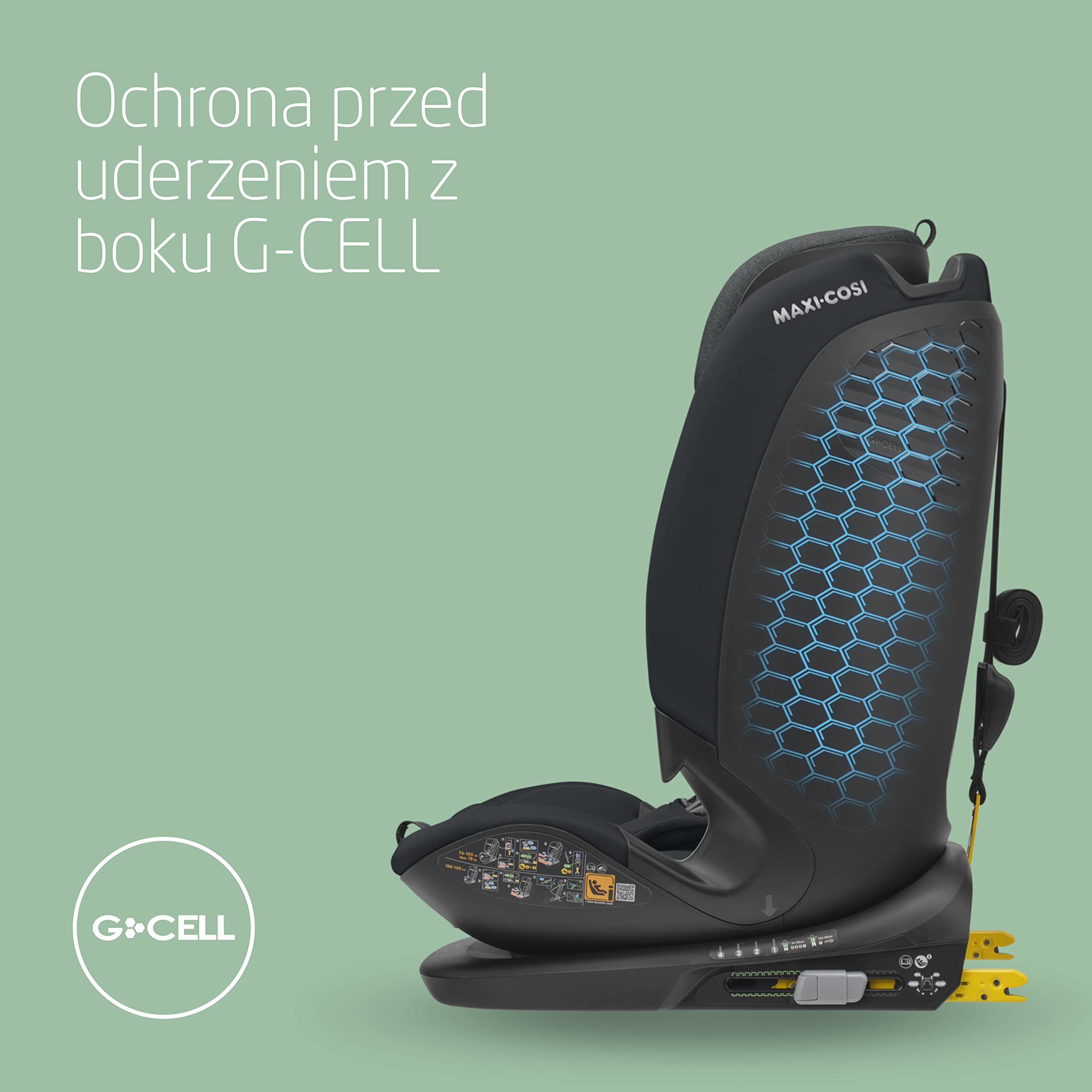 Maxi-Cosi Titan Plus i-Size, Fotelik Samochodowy dla Dziecka w Różnym Wieku, 15 miesięcy - 12 lat (76–150 cm), Ochrona Boczna G-CELL, 4-Stopniowe Odchylanie, Miękki Zagłówek, Authentic Graphite