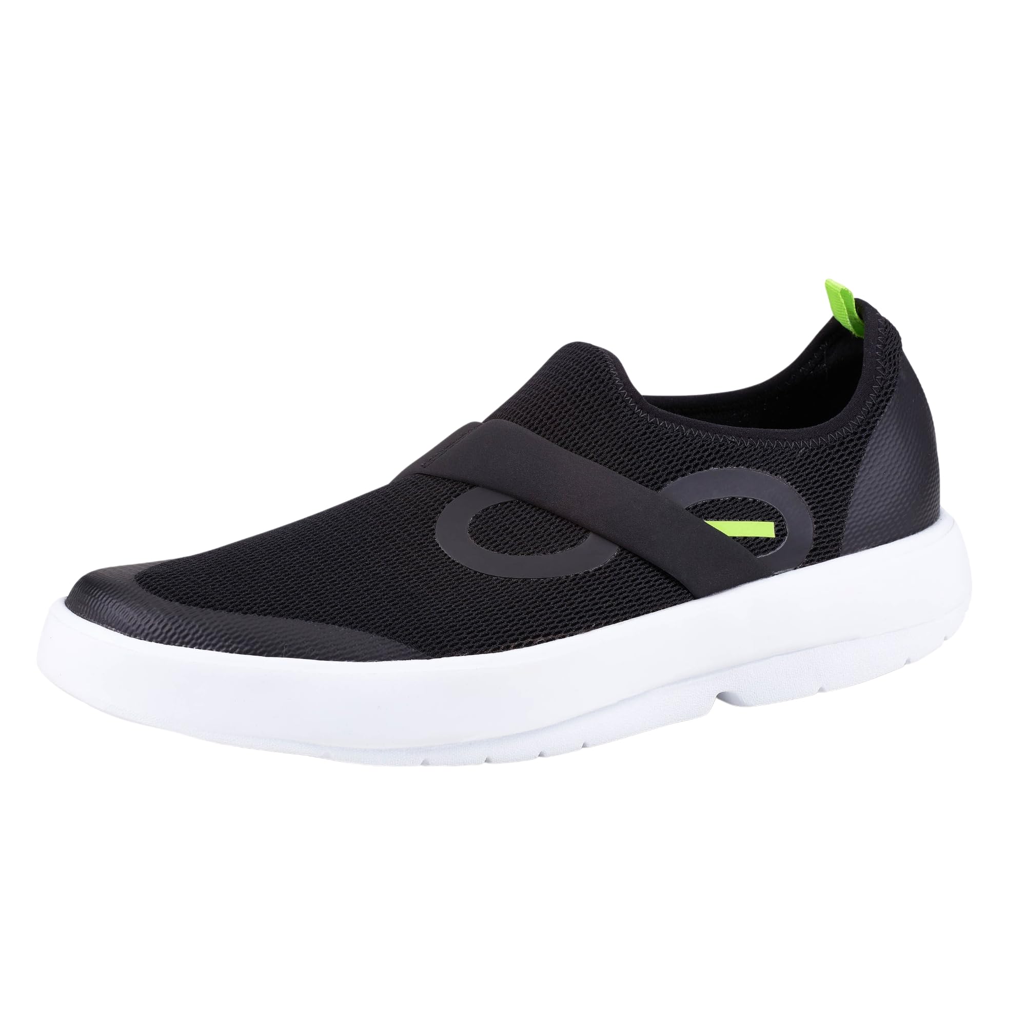 OOFOS OOmg Low Shoe, White & Black - Men’s Size 10 - Lightweight Recovery Footwear - Reduces Stress on Feet, Joints & Back - Machine Washable