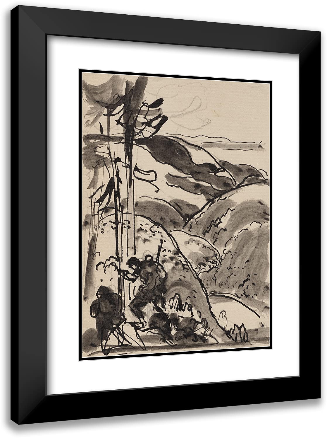 ArtDirect Auguste Louis Lepère 18x24 Black Modern Frame and Double Matted Museum Art Print Titled - In the Vosges (1914)