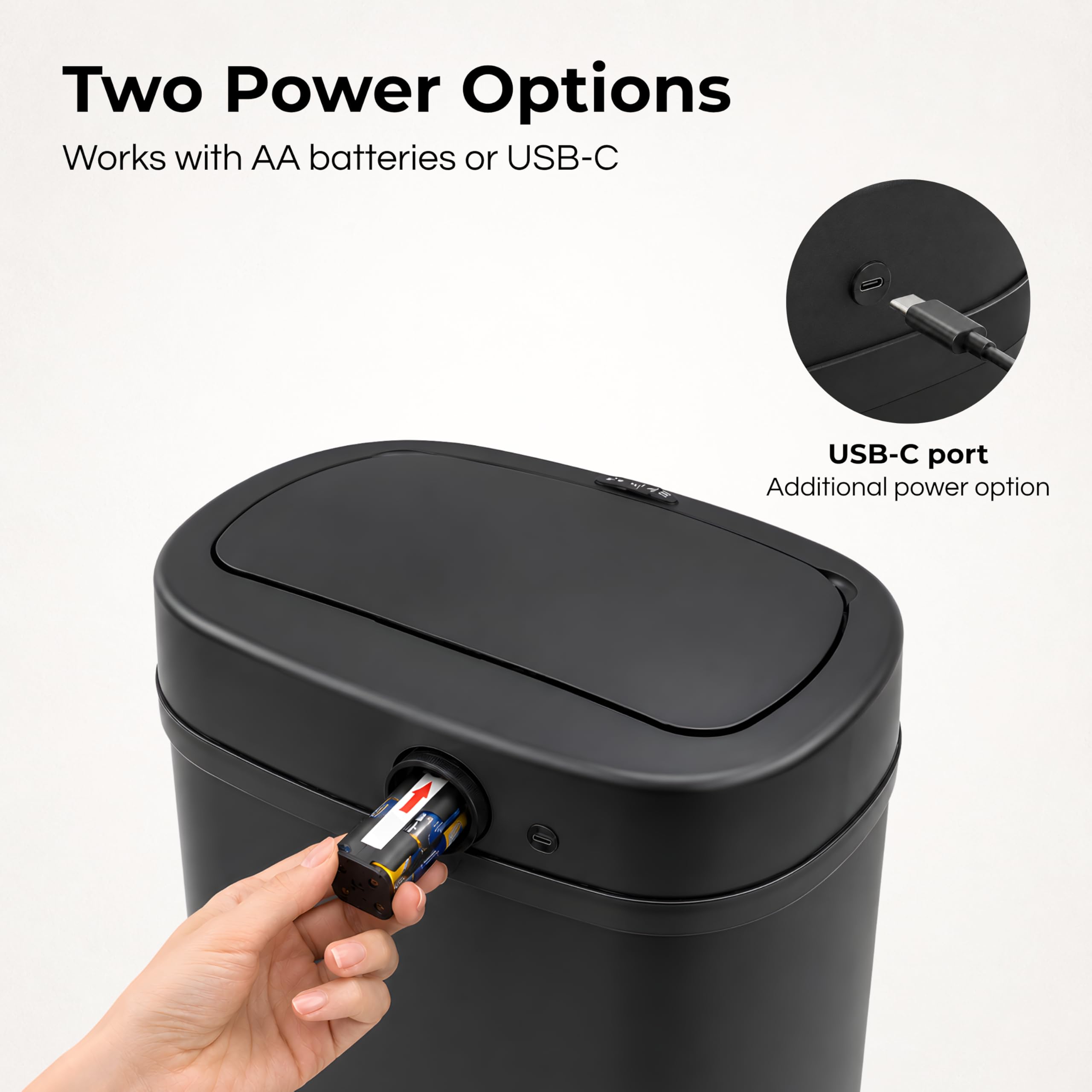 Five Stars® Mülleimer mit Sensor - 60 Liter - Edelstahl - Küche - Schwarz
