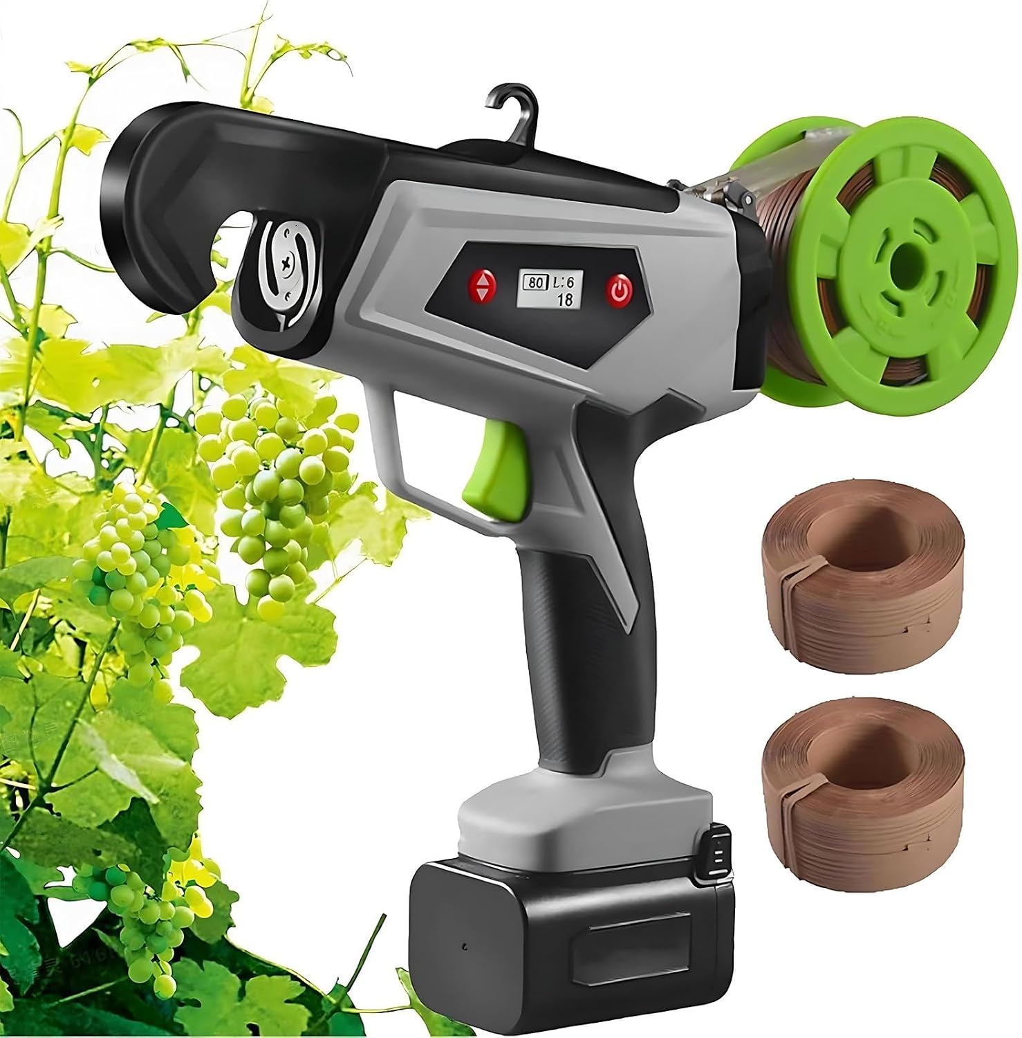 Cordless Garden Vine Tying Machine, 25mm Binding Diameter, Includes 2 Bundles of Cable Ties, Ideal for Vineyard Binding, Full Charge Lasts 3 Days