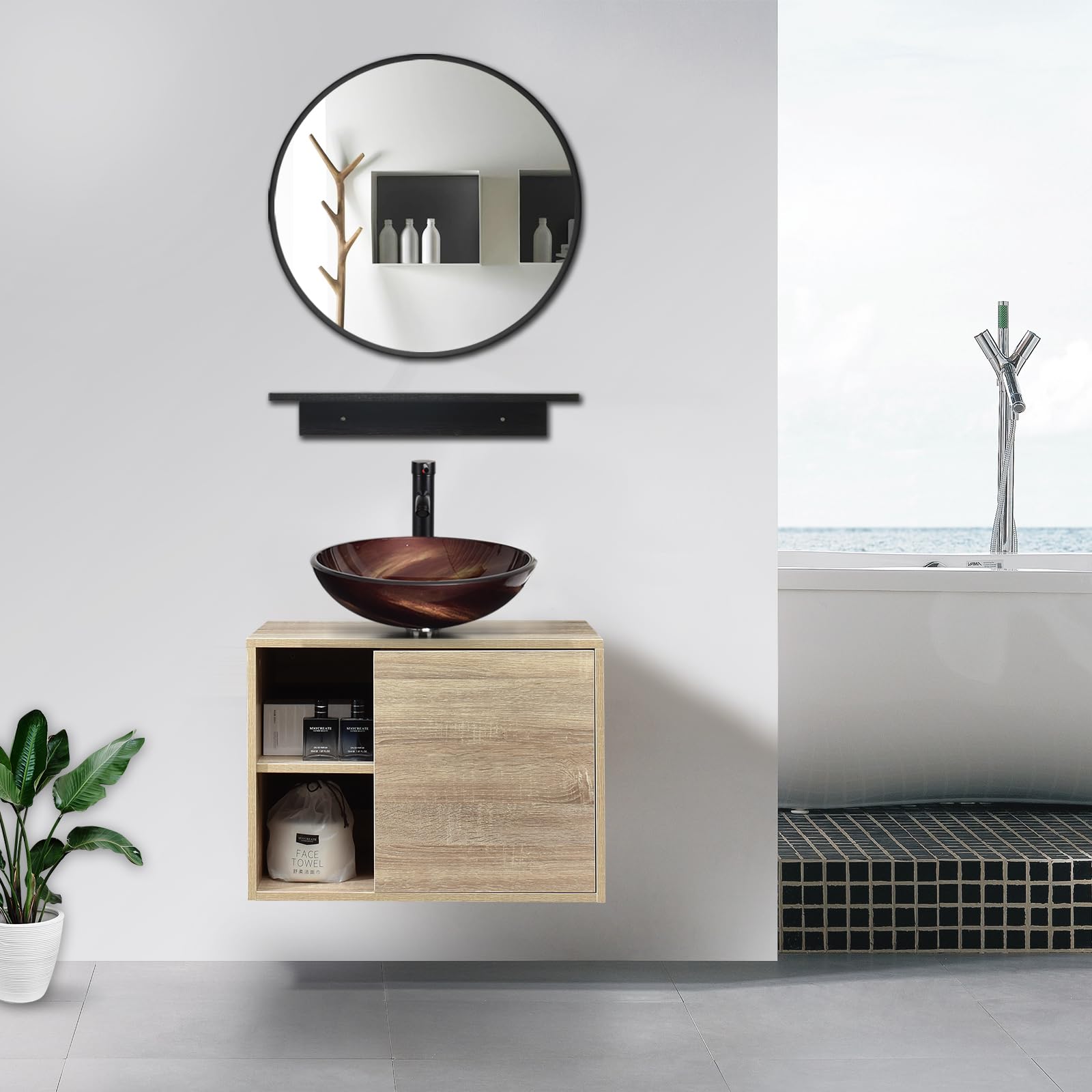 ENSEMBLE DE MEUBLES DE SALLE DE BAIN AVEC LAVABO REA AA38 PARIS 60CM Grey 47x61x50cm 96188417