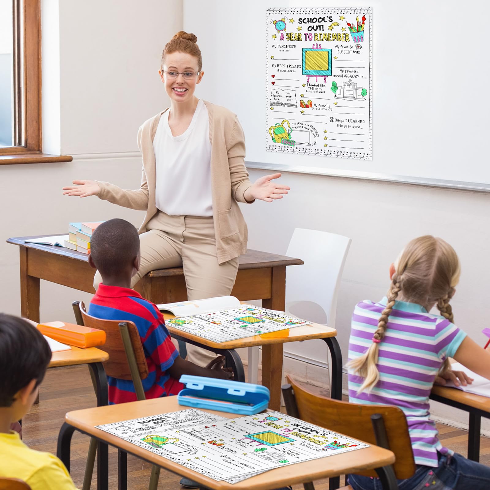 Tenceur 60 Pcs All About My School Year Posters Color Your Own End of School Year Classroom Posters Coloring Posters for Gift from Teacher for Kids Elementary Kindergarten Preschool Supplies - Image 5