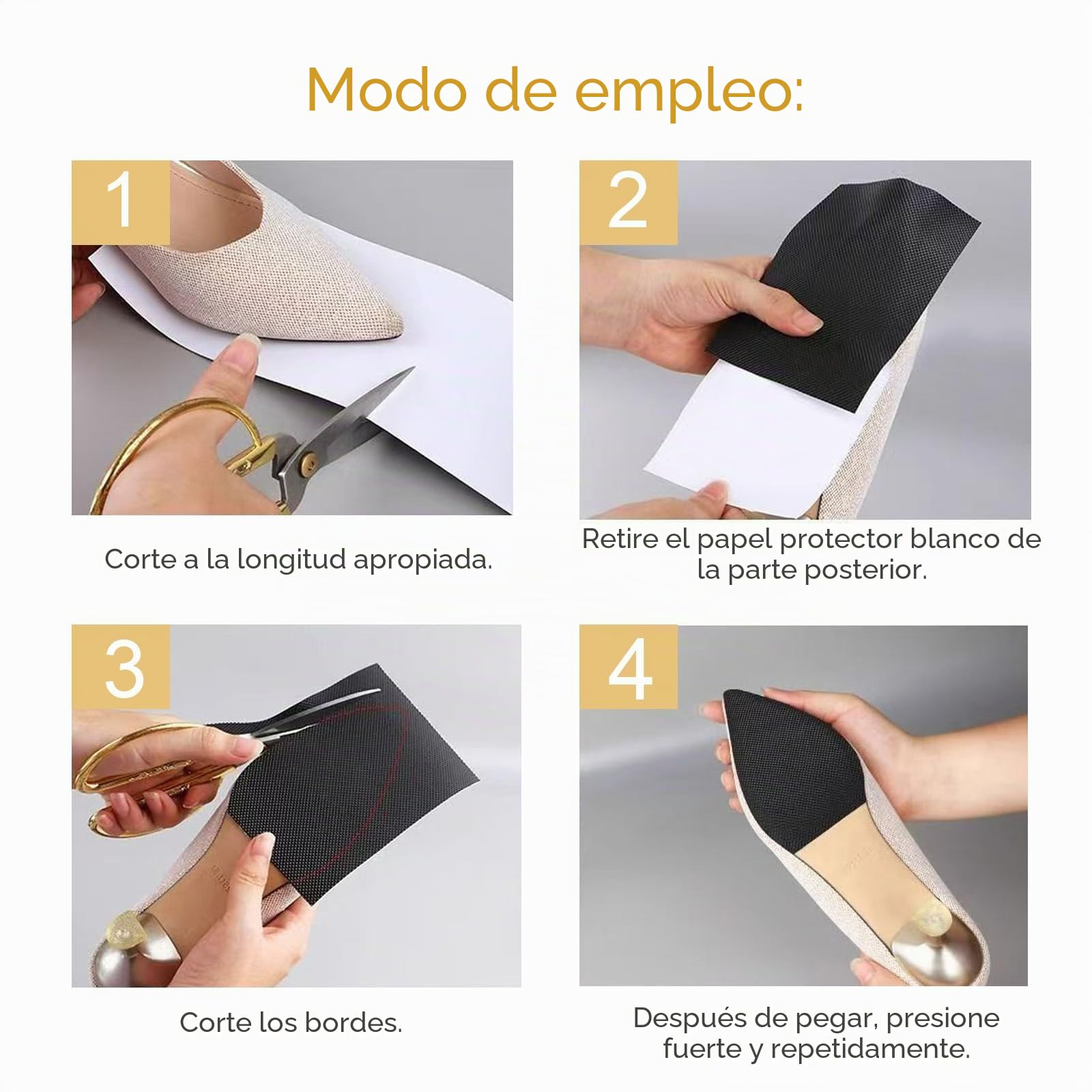 4 protectores para suelas de zapatos, Plantilla Antideslizante, Protectores para Suelas de Zapatos, Reducción de Ruido Antideslizante, Aautoadhesivas, para Suelas de Zapatos, Negro