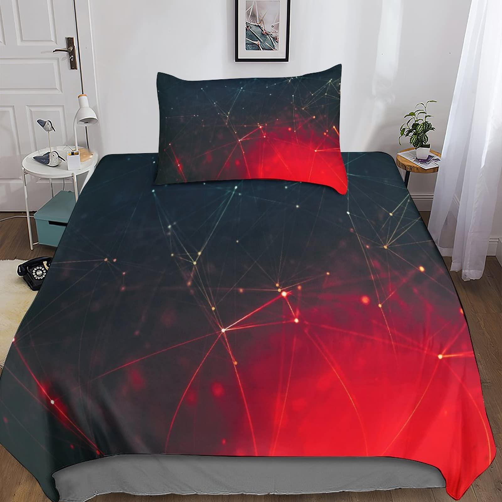Parure de lit boho géométrique pour chambre d'enfant et ado en 135x200
