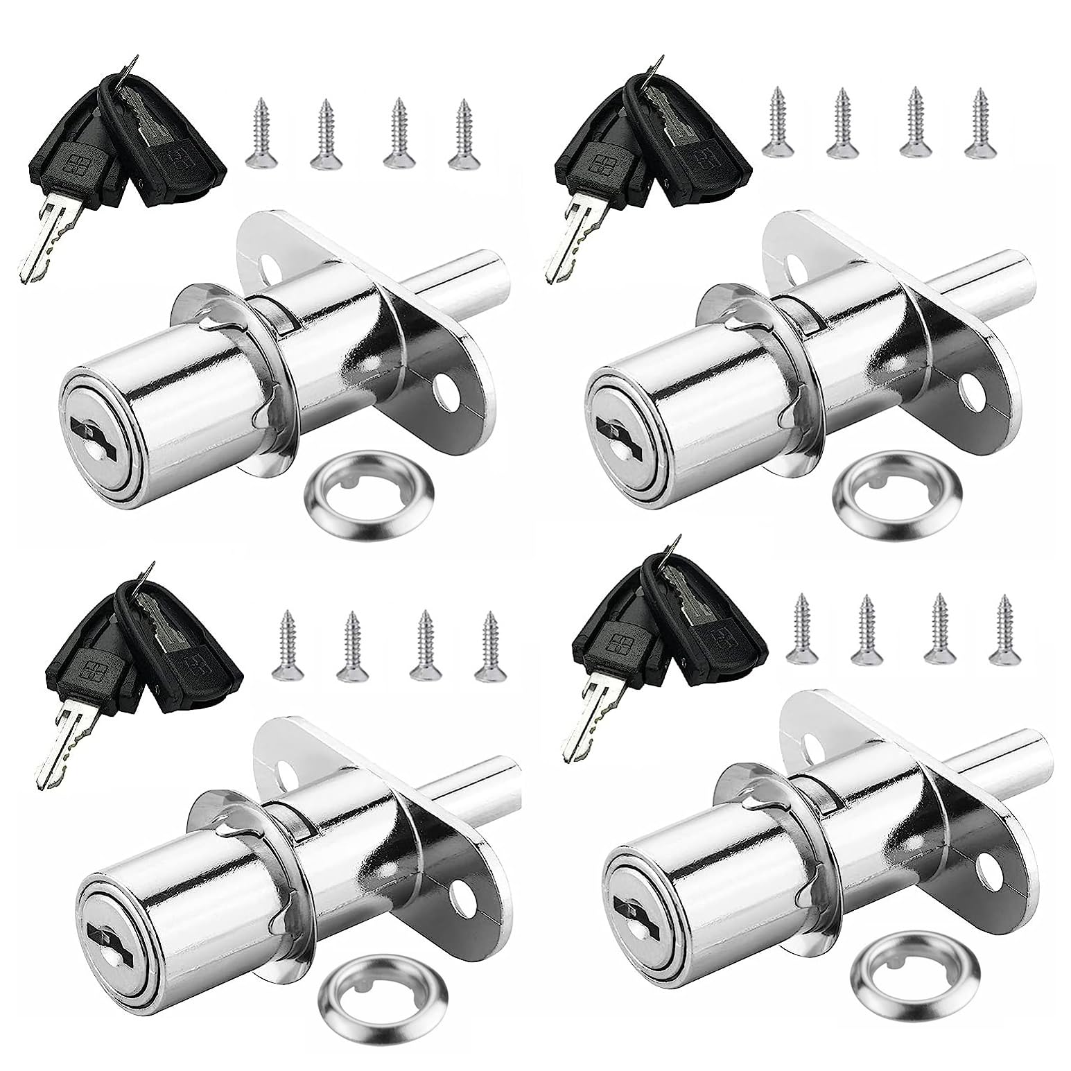 XIEHE 105 - Serratura scorrevole per ante dell'armadio con 2 chiavi, confezione da 4 pezzi, diametro 1,8 x lunghezza 3,5 cm, con chiave unica