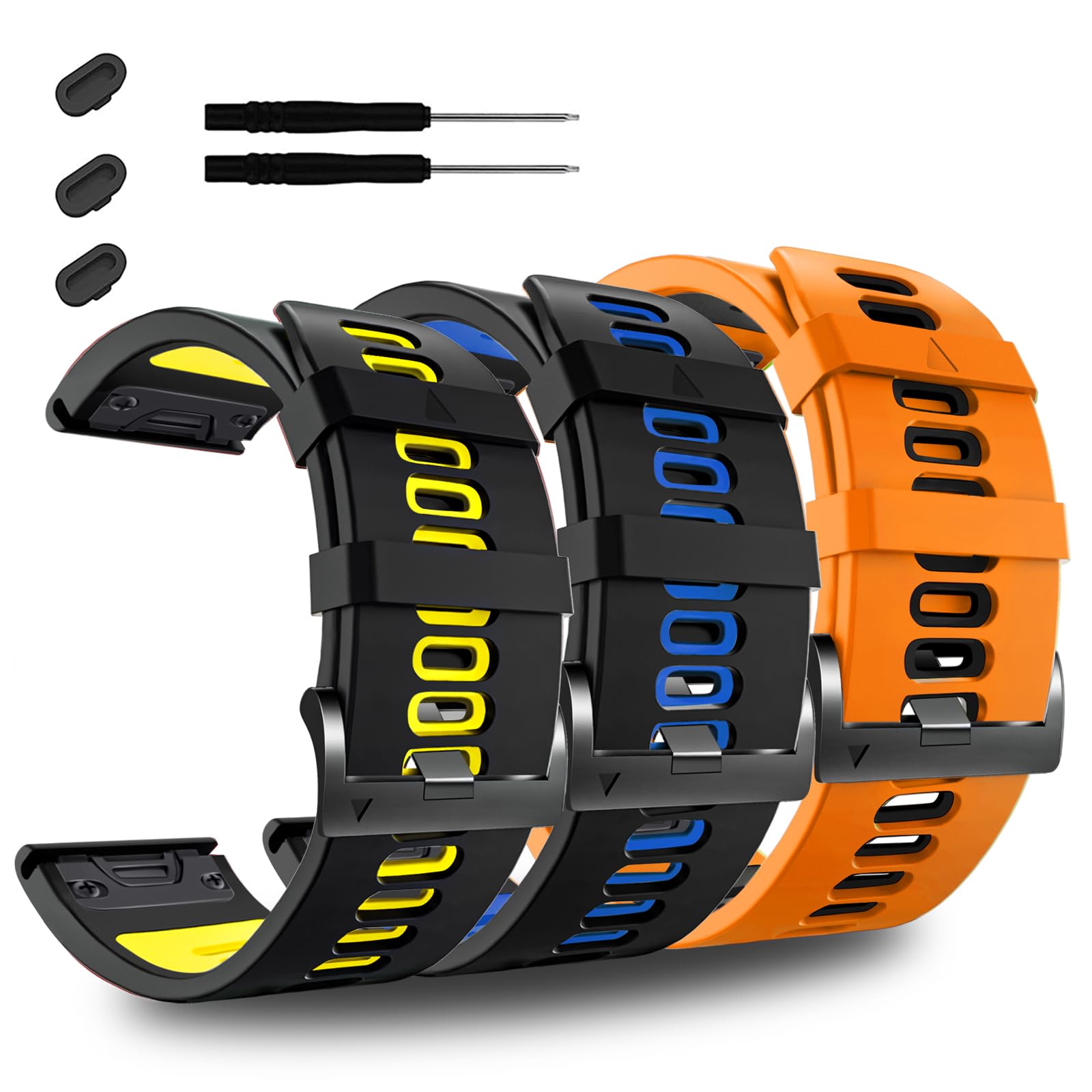 ZPJPPLX 26mm Easy Fit Watch bands For Tactix 8/Fenix 8 7X Pro 6X 5X,Soft Silicone Sport Straps Compatible for Garmin Tactix8/7/Fenix 6X Pro/5X Plus/Enduro3 2/Descent Mk2i/3i Epix Pro quatix 8 51mm