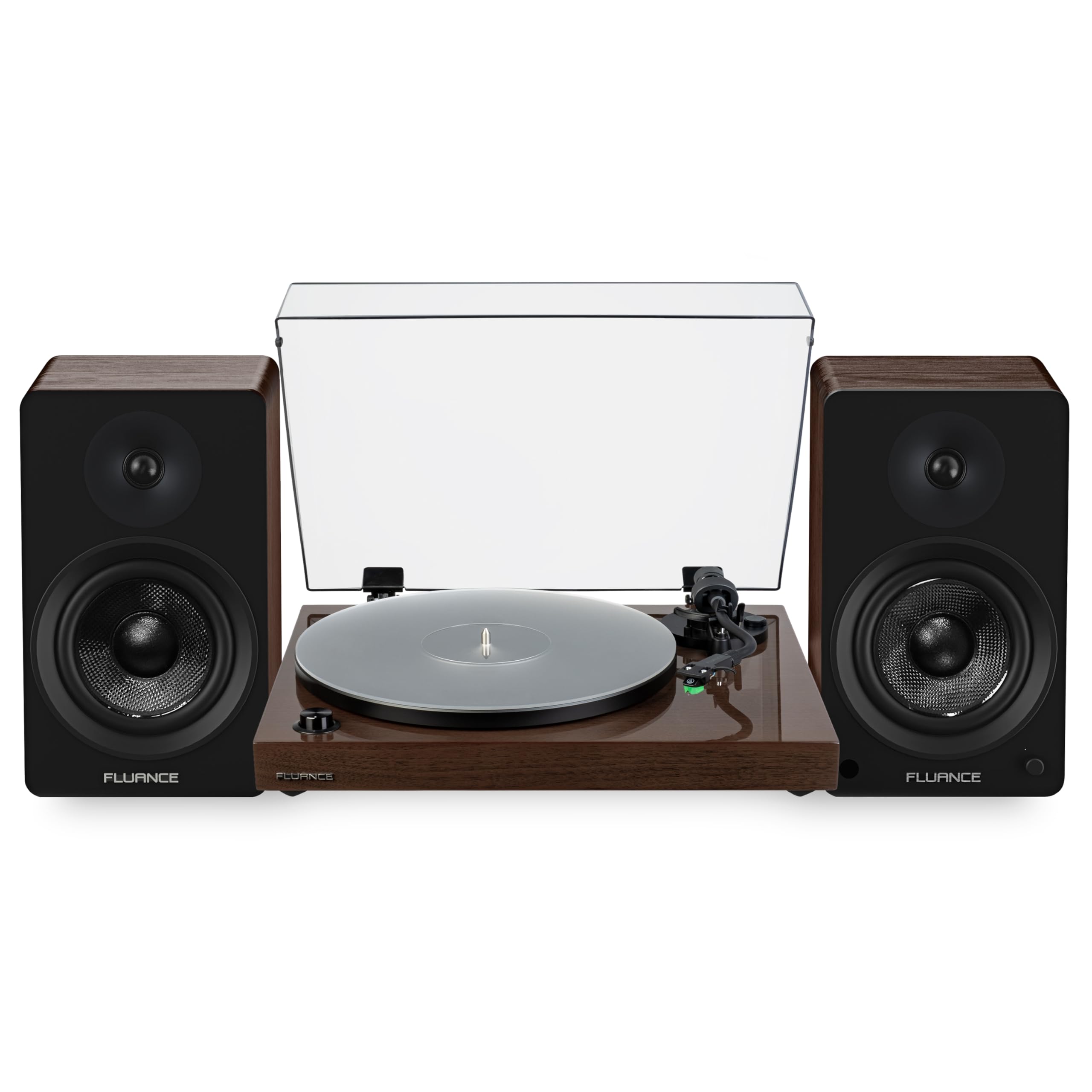 Fluance RT81+ Elite Vinyl Turntable and Ai61 6.5" Stereo Bookshelf Speakers Bundle: High Fidelity Sound, Detailed Audio Reproduction, Seamless Integration (Natural Walnut)