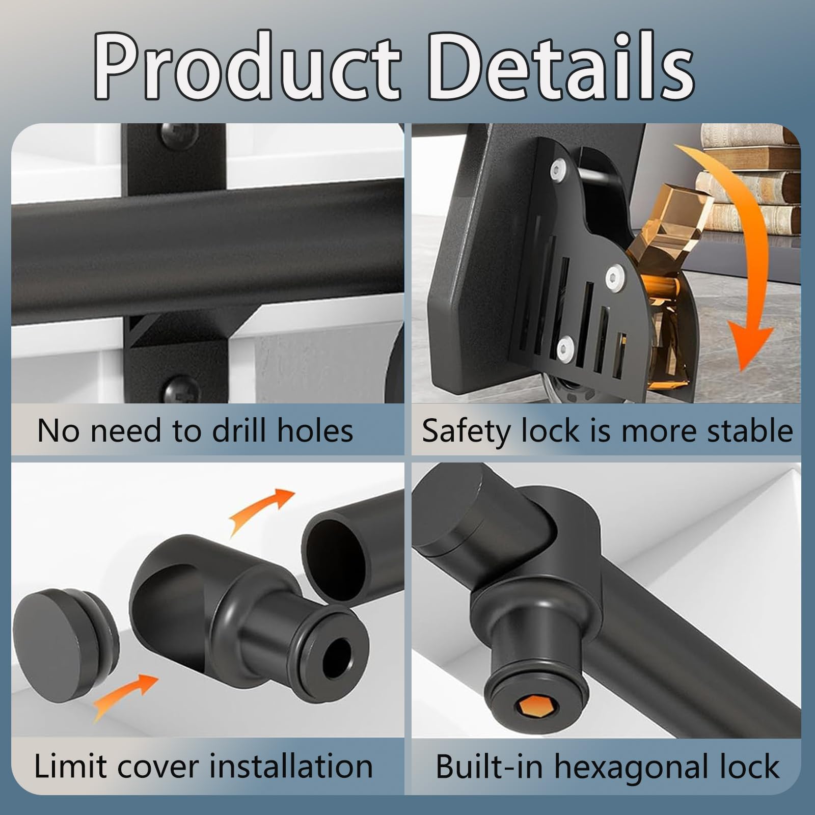 Kit hardware per binario scorrevole da 1,5 m per scala da biblioteca – uso rustico per interni/sottotetto, binario da pavimento da 3 m, facile da installare e design liscio, perfetto per la