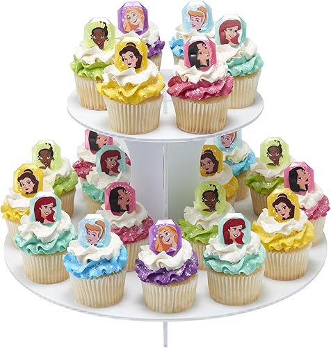 Miniatura 10 de DecoPac Anillos de piedras preciosas de princesa de Disney, decoraciones para cupcakes con mulan, cenicienta, tiana, belle, rapunzel y Ariel