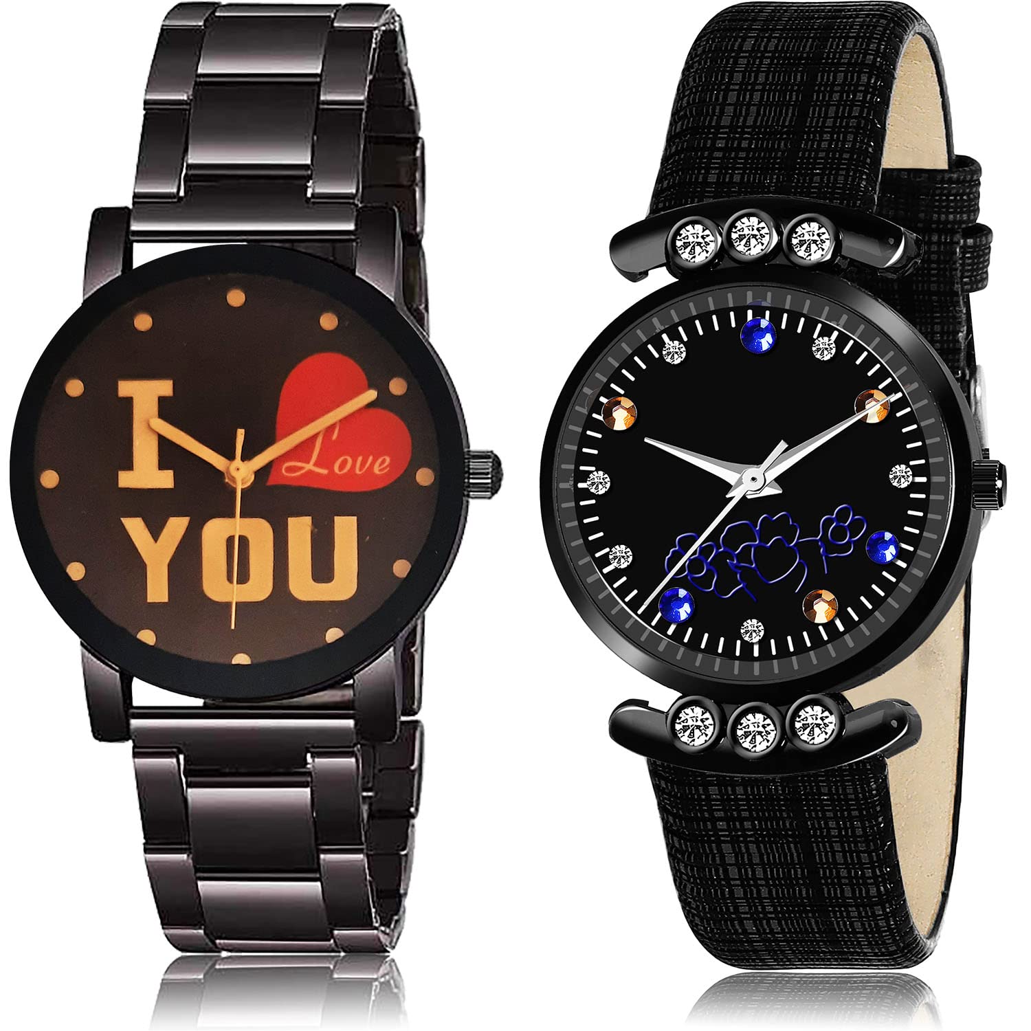 NEUTRON Rich I Love You Chain and Simple Casual Analog Black Color Dial Girls Watch - GCPL13-GW2 (Pack of 2)