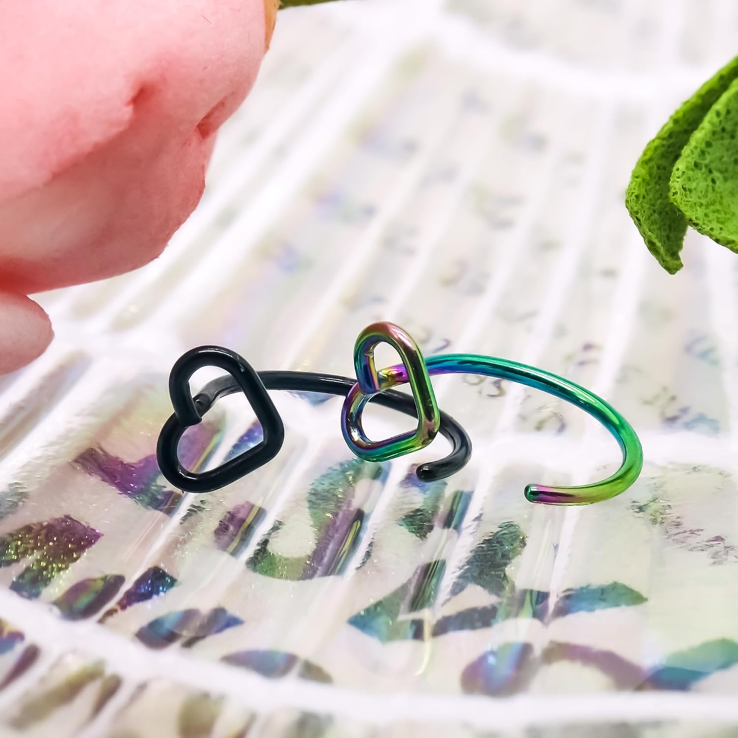 5Pcs 20G Heart Nose Ring Hoop Surgical Steel Nose Studs Rings Nose Hoop For Women Men 316L Nostril Hoop Piercing Jewelry