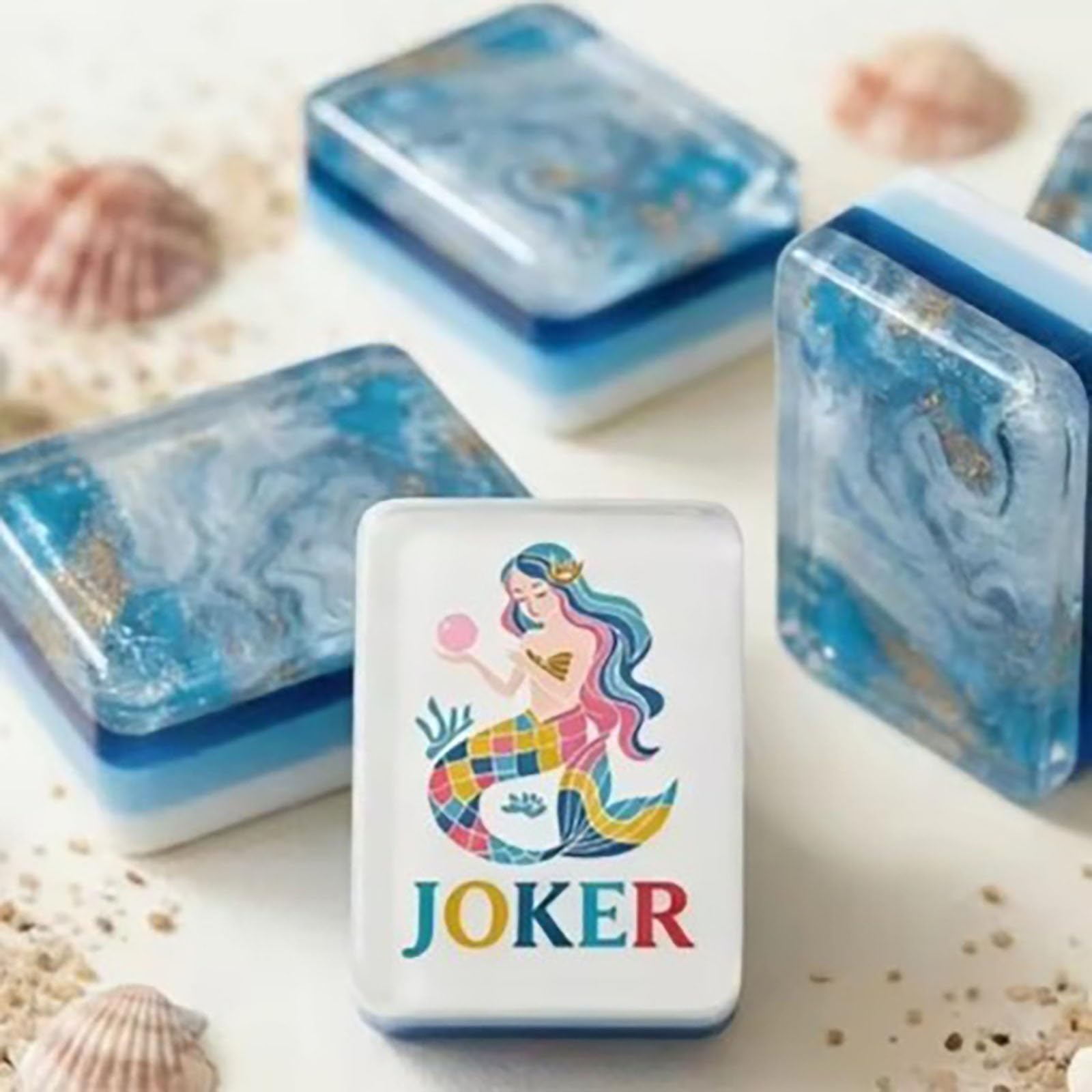 Set Mahjong nautico Ocean, acrilico premium a 4 strati inciso a mano