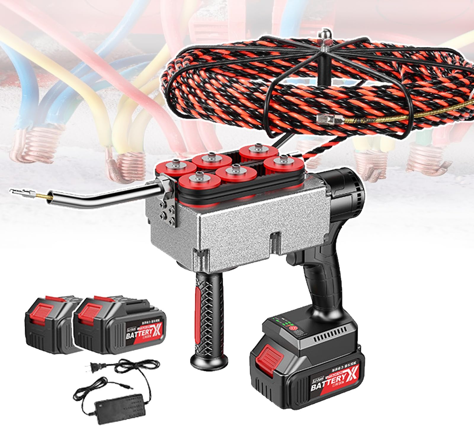 Electrician Pulling Wire Hidden,Automatic Wire Stringing Machine,Cable Puller,40m/Min,15m/30m Lead Wire,6 Wheel Drive For Construction Communication Home Decora