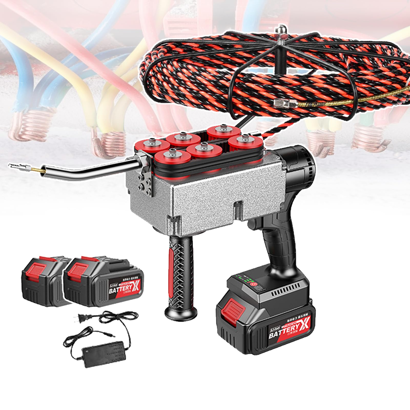 Electrician Pulling Wire Hidden,Automatic Wire Stringing Machine,Cable Puller,40m/Min,15m/30m Lead Wire,6 Wheel Drive For Construction Communication Home Decora