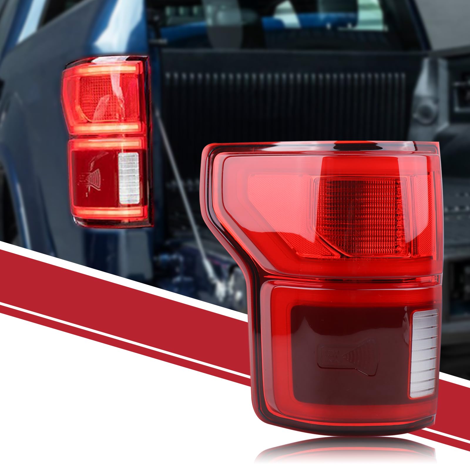 Photo 1 of Duolctrams LED Tail Light Rear Lamp Assembly w/Blind Spots (Module NOT Included) Compatible for 2018 2019 2020 Ford F150 F-150 Left Driver Side KL3Z-13405-B Left(Driver Side)