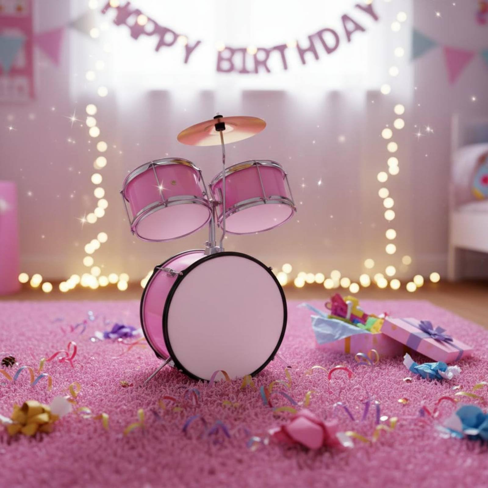 Drumset-Drumset Eteigerfreundlich Schlagzeug Pädagogisches Spielzeug Anfänger-Schlagzeug für Zuhause , Rosa