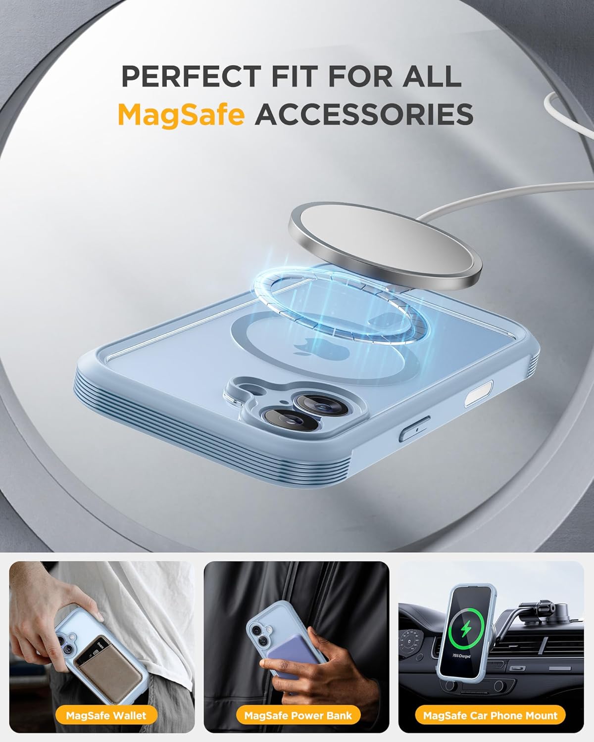 Miracase Magnetic for iPhone 17 Case with Privacy Screen Protector [Compatible with MagSafe],Full Camera Protection and Full Body Shockproof Bumper 17 Phone Cover 6.3", Light Blue