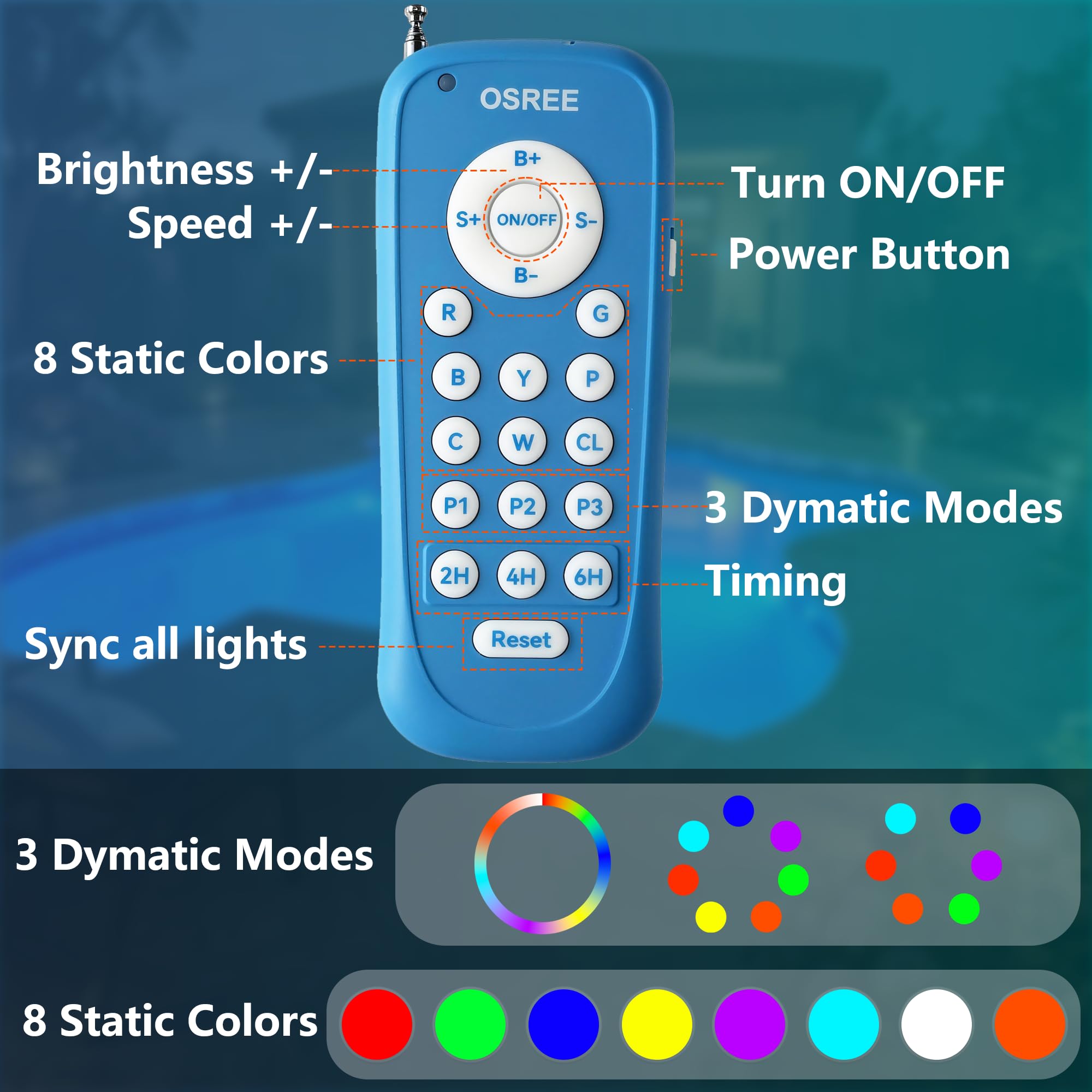 Foco Piscina LED PAR56 Sumergible, 20W Bombilla Piscina RGB Regulable Cambio Color 800lm, Lámpara de Piscina con Remoto, Temporizador 2/4/6H, IP68 Impermeable, 12V AC, Pack de 2