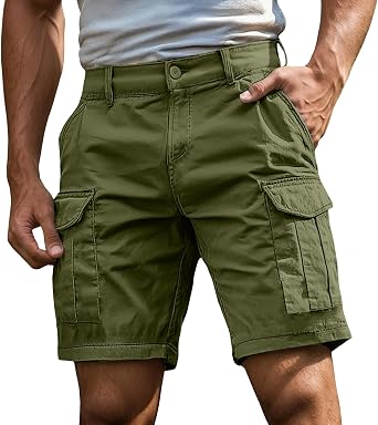 Franterd Cargo Shorts for Men 7 Inch Inseam Summer Workout Hiking Shorts Elastic Baggy Golf Fishing Casual Outdoor Work Short