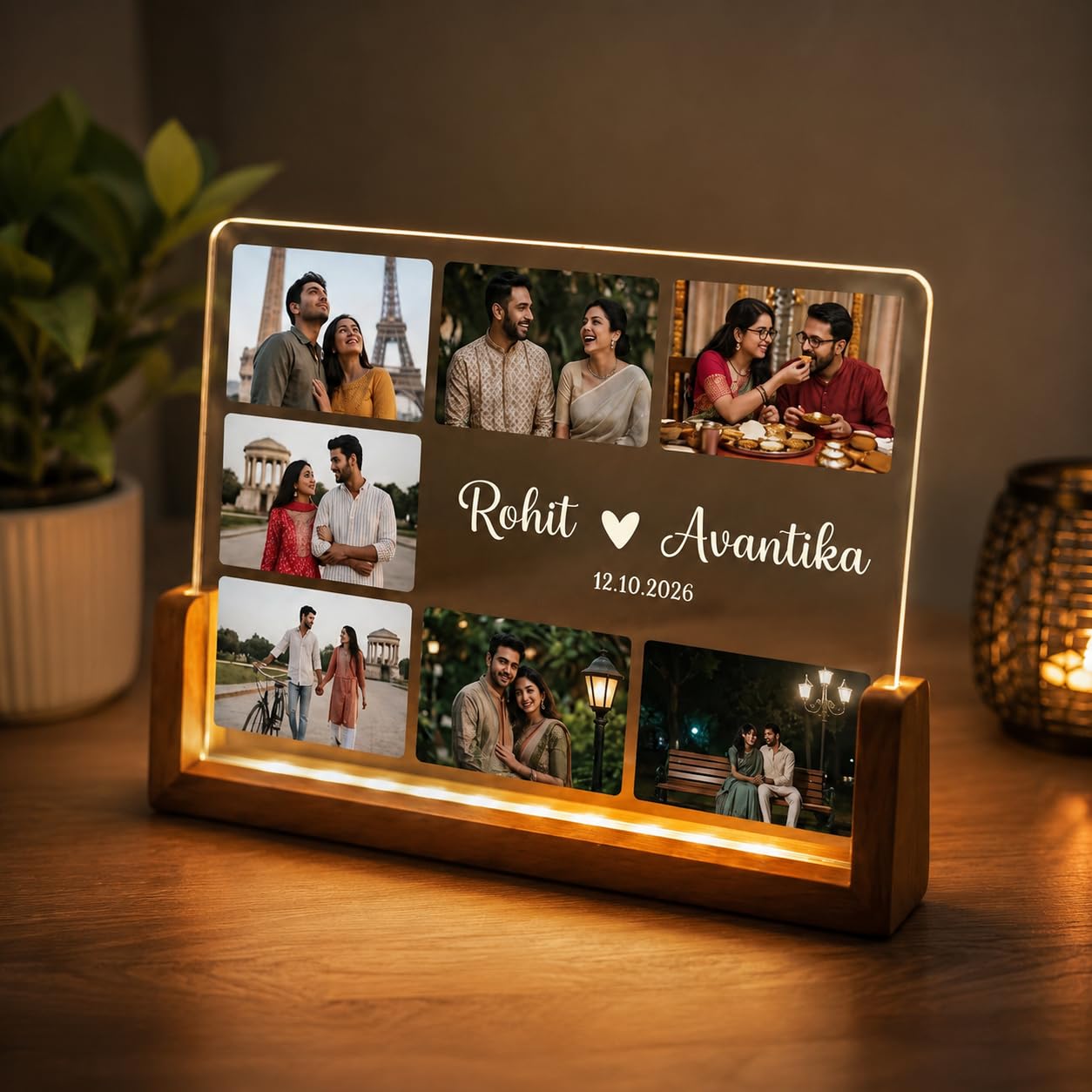 Artistic Gifts Handcrafted 3D Customized Photo Lamp for Couples Marriage Anniversary| Personalized Engraved LED Photo Frame with Wooden Stand| Wedding Gift for Couple, Wife, Husband, Parents, Friends.-image-31