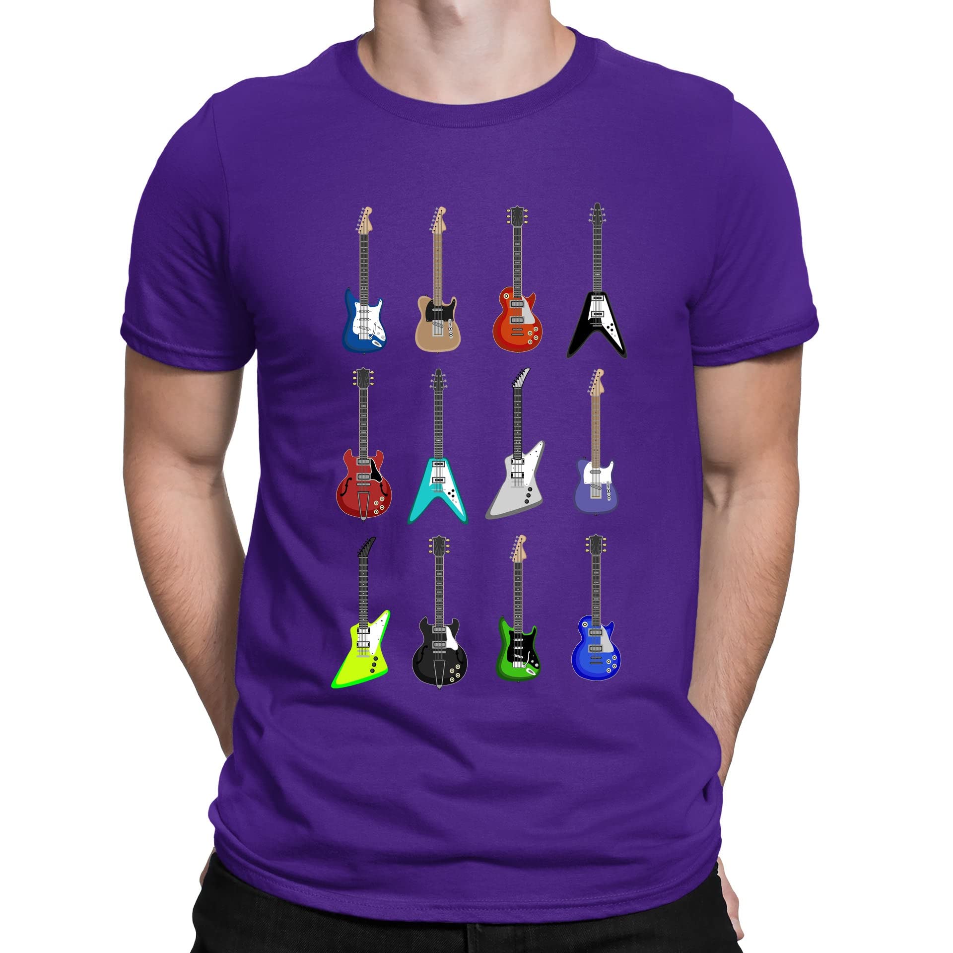 Flip Unisex Purple Guitar Styles Musician Electric Guitarist Mens T-Shirt (Xl)