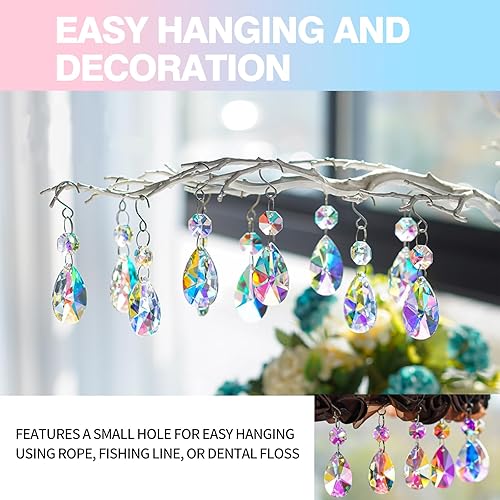 Miniatura 5 de 10 cuentas colgantes de cristal de 1.5 pulgadas1.496 in, cristales de lágrima transparentes para manualidades y candelabros, decoraciones FengShui,