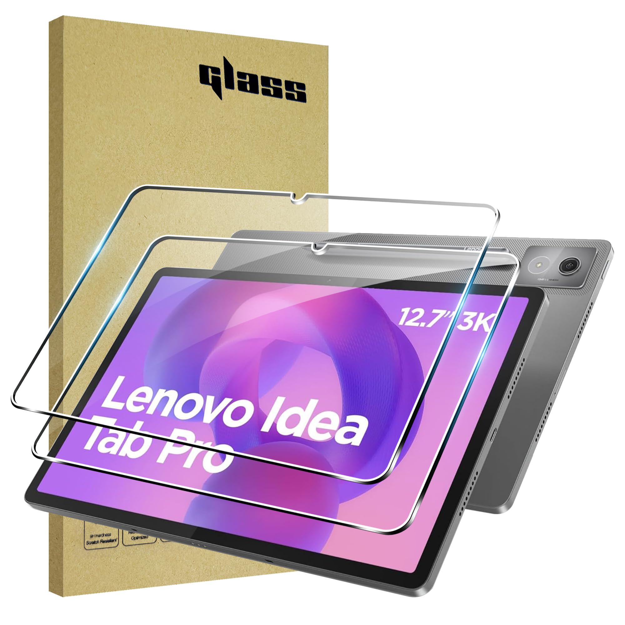 for Lenovo ldea Tab Pro 2025/ Lenovo Yoga Tab Plus 2025/Tab P12 2023 12.7 inch Screen Protector,9H Hardness, Anti-Scratch, Tempered Glass flim, Case Friendly, Anti-Scratch,(2pack)