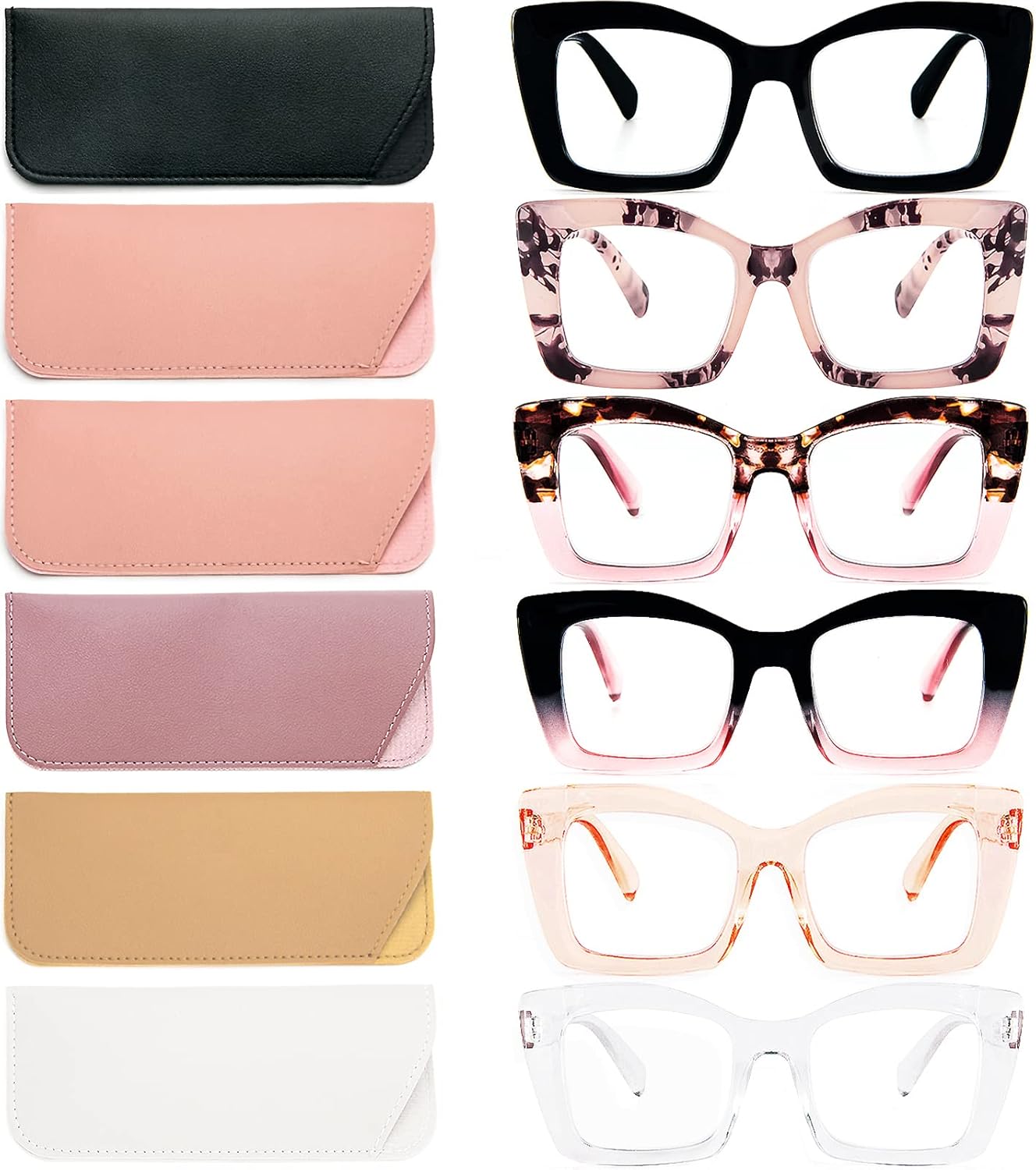 REAVEE Oversized Square Reading Glasses Oprah Style for Women, Blue Light Blocking Large Frame Computer Readers Spring Hinge