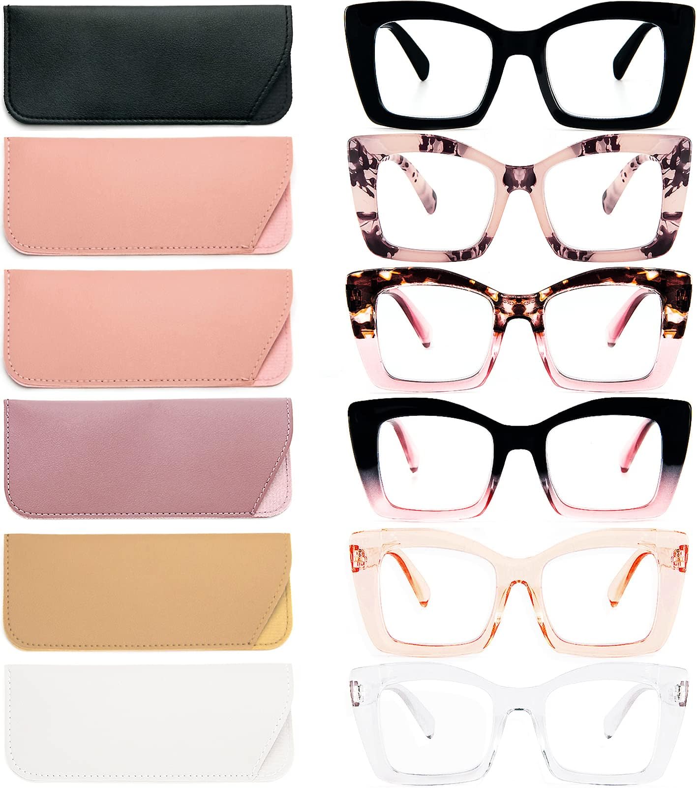 Oversized Square Reading Glasses Oprah Style for Women, Blue Light Blocking Large Frame Computer Readers Spring Hinge