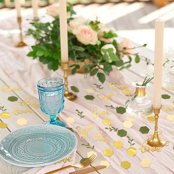 🌿 Elegant Greenery Wedding Confetti: 400 Pcs Sage & Gold for Tablescapes!