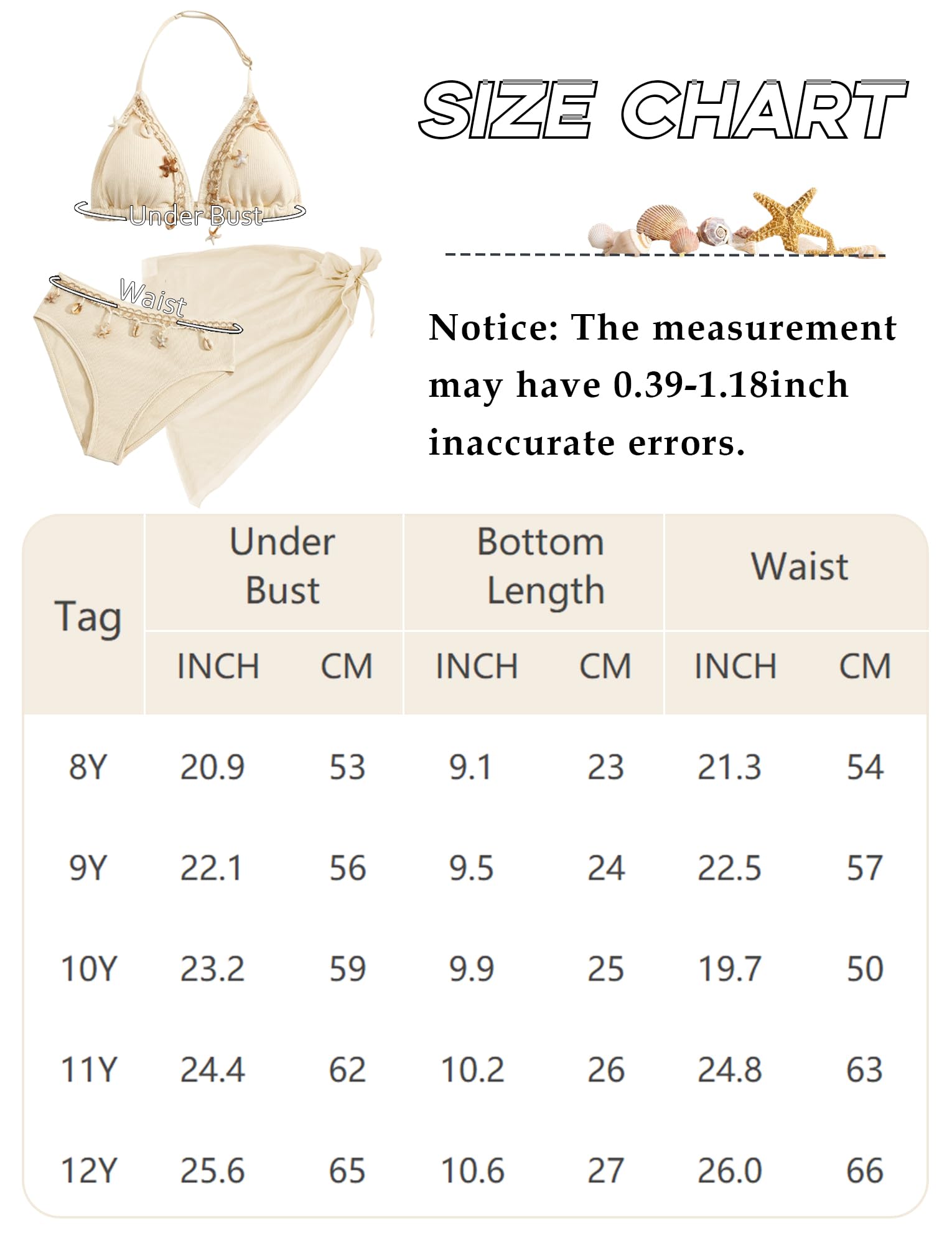 Ensemble bikini 3 pièces côtelé avec coussinet de poitrine, dos nu, dos nu, maillot de bain triangle avec jupe de plage, 8 à 12 ans