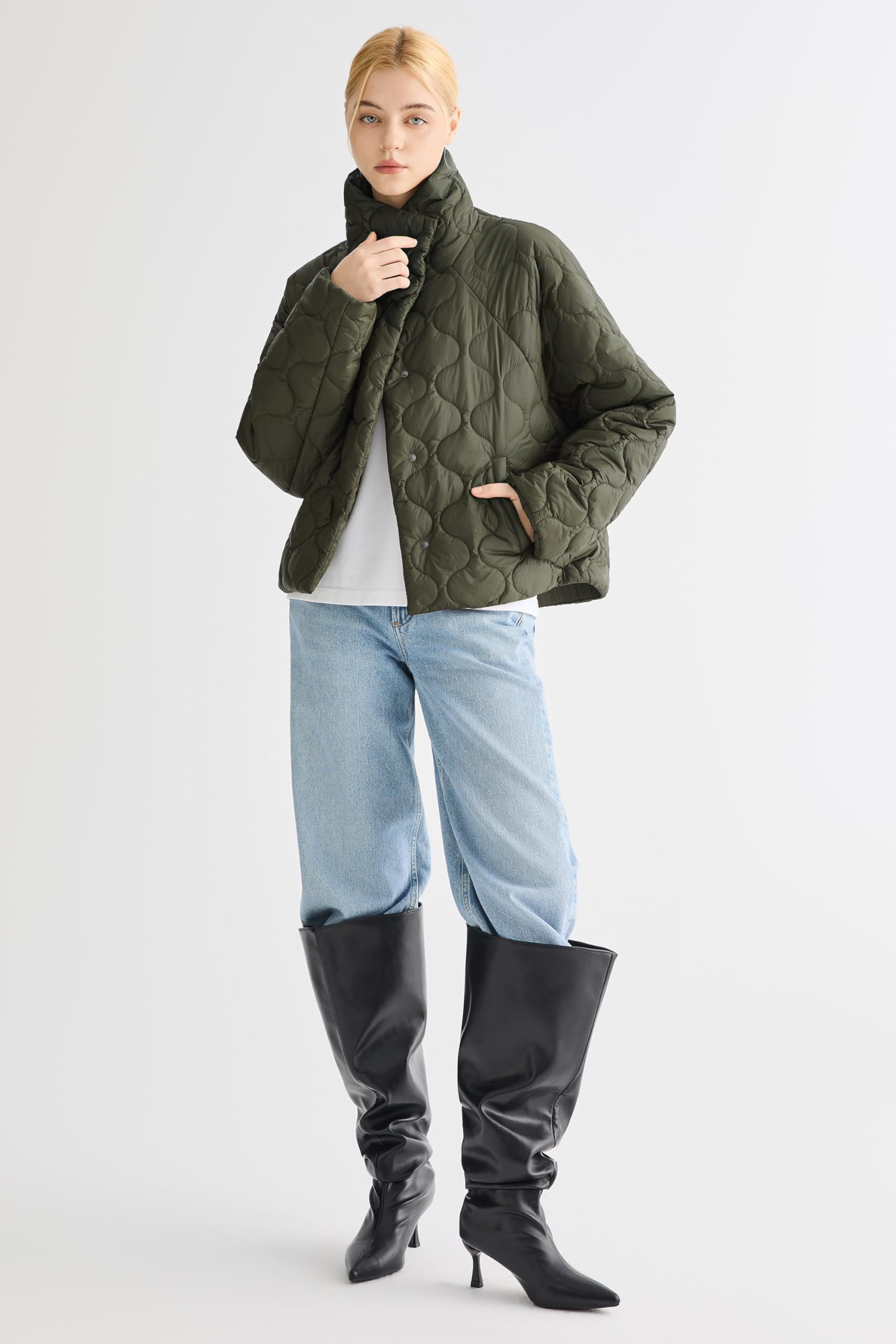 Orolay Giacca trapuntata oversize da donna corta cappotto leggero casual corto capispalla con tasche