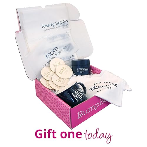 Miniatura 5 de Conjunto de regalo para el 3er trimestre y posparto de Bump Boxes para nuevas mamás con disco de hitos, mameluco, bolsas de viaje, taza de cerámica