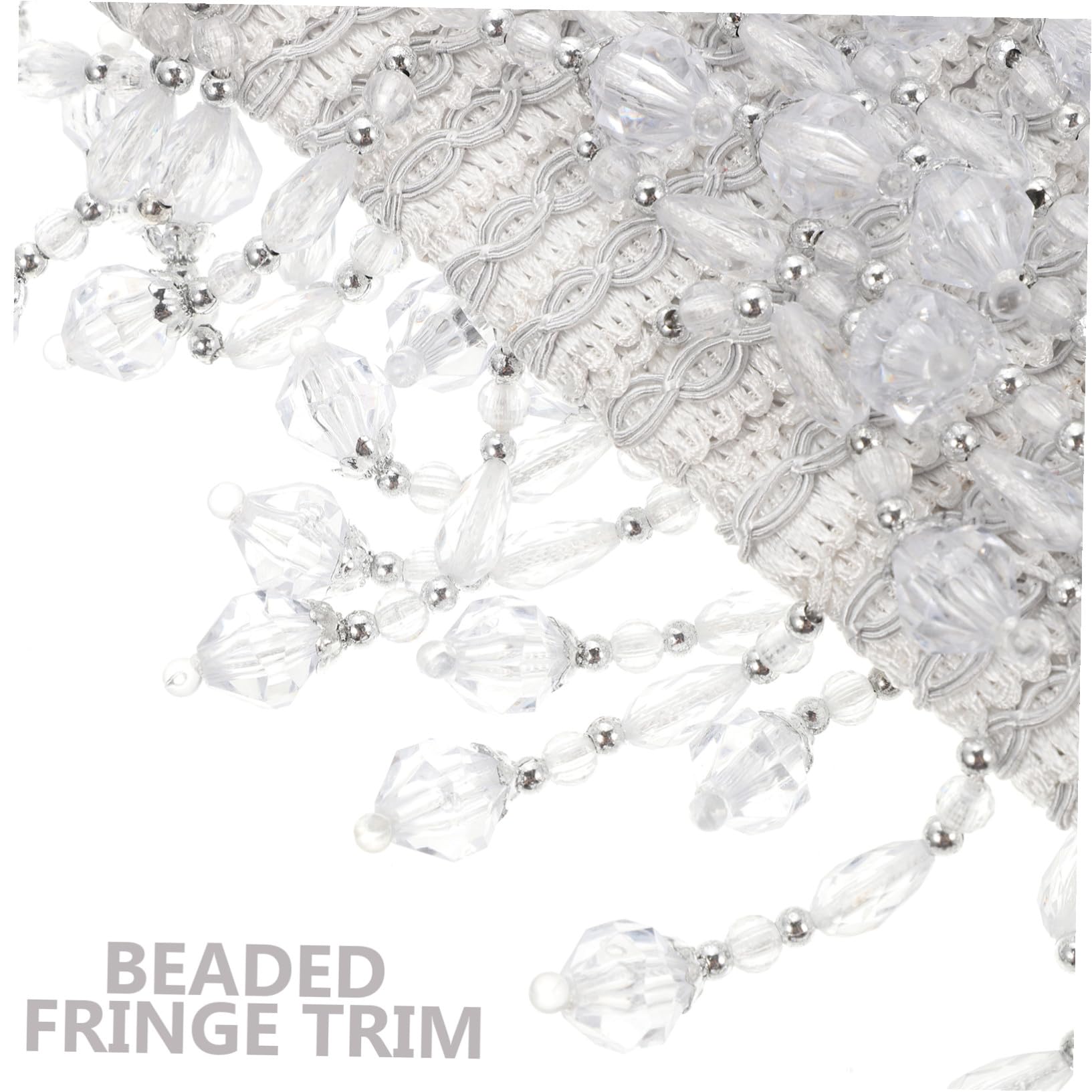 Holibanna Frange Perlée Décorative pour Rideaux et Coussins Bordure Délicate avec Glands Garniture DIY pour Décoration Maison et Meubles Blanc