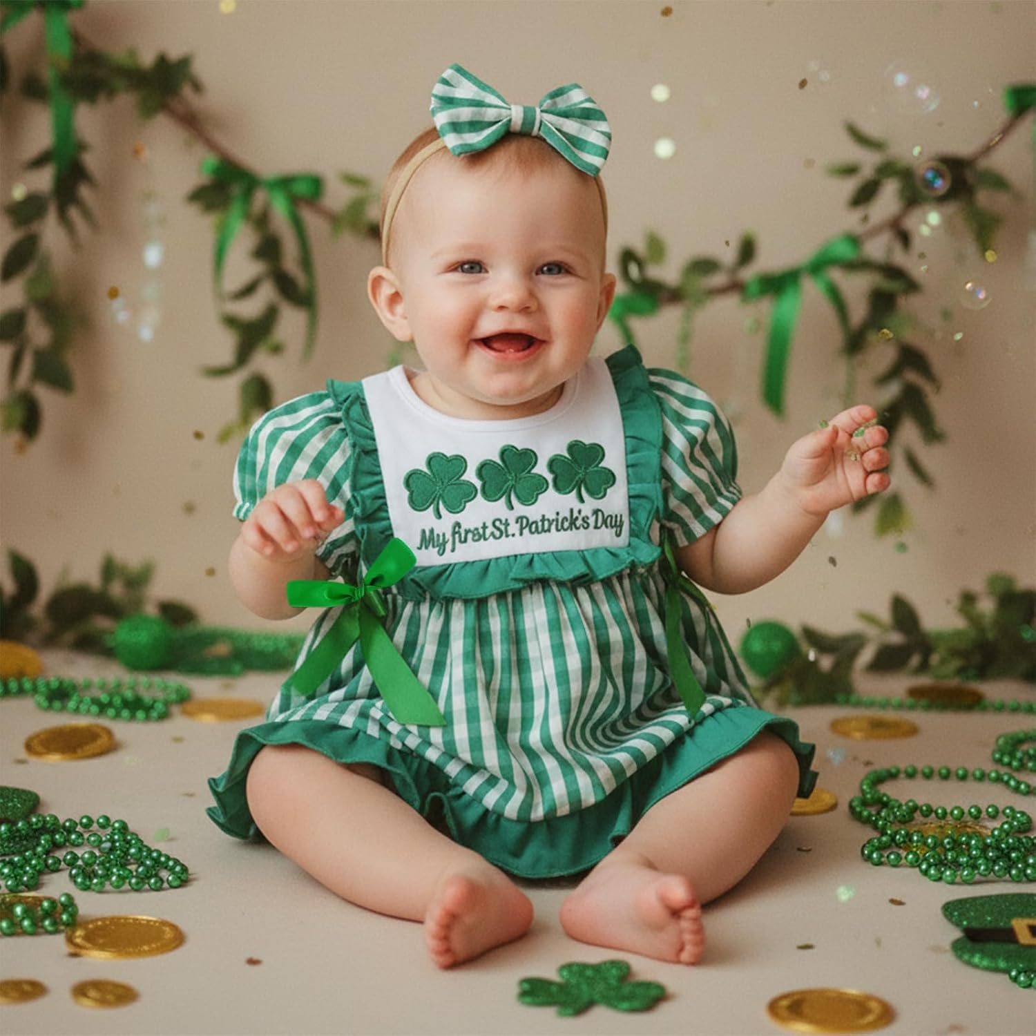 BemeyourBBs Newborn Baby Girl Easter Outfit My First Easter Romper Dress Cute Infant Girl Clothes - Image 3