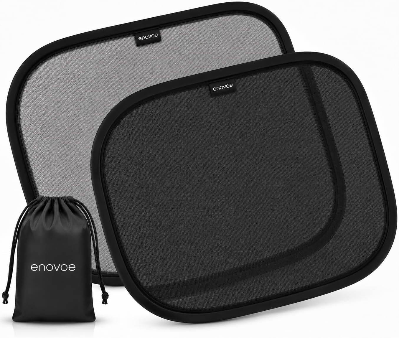 2-Pack Car Window Shades by Enovoe - 19" x 12" in Side Window Cover for SUVs, Sedans, and Trucks - Protects Baby from UV Rays and Glare - Cling Design for Easy Use - Plain