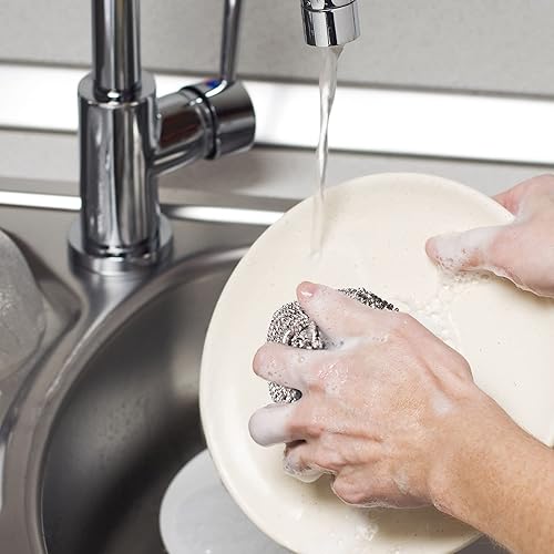 Miniatura 6 de COOLJOB Paquete de 612 esponjas de acero inoxidable, almohadillas de metal resistente para platos, sartenes, ollas, hornos, utensilios de cocina sin