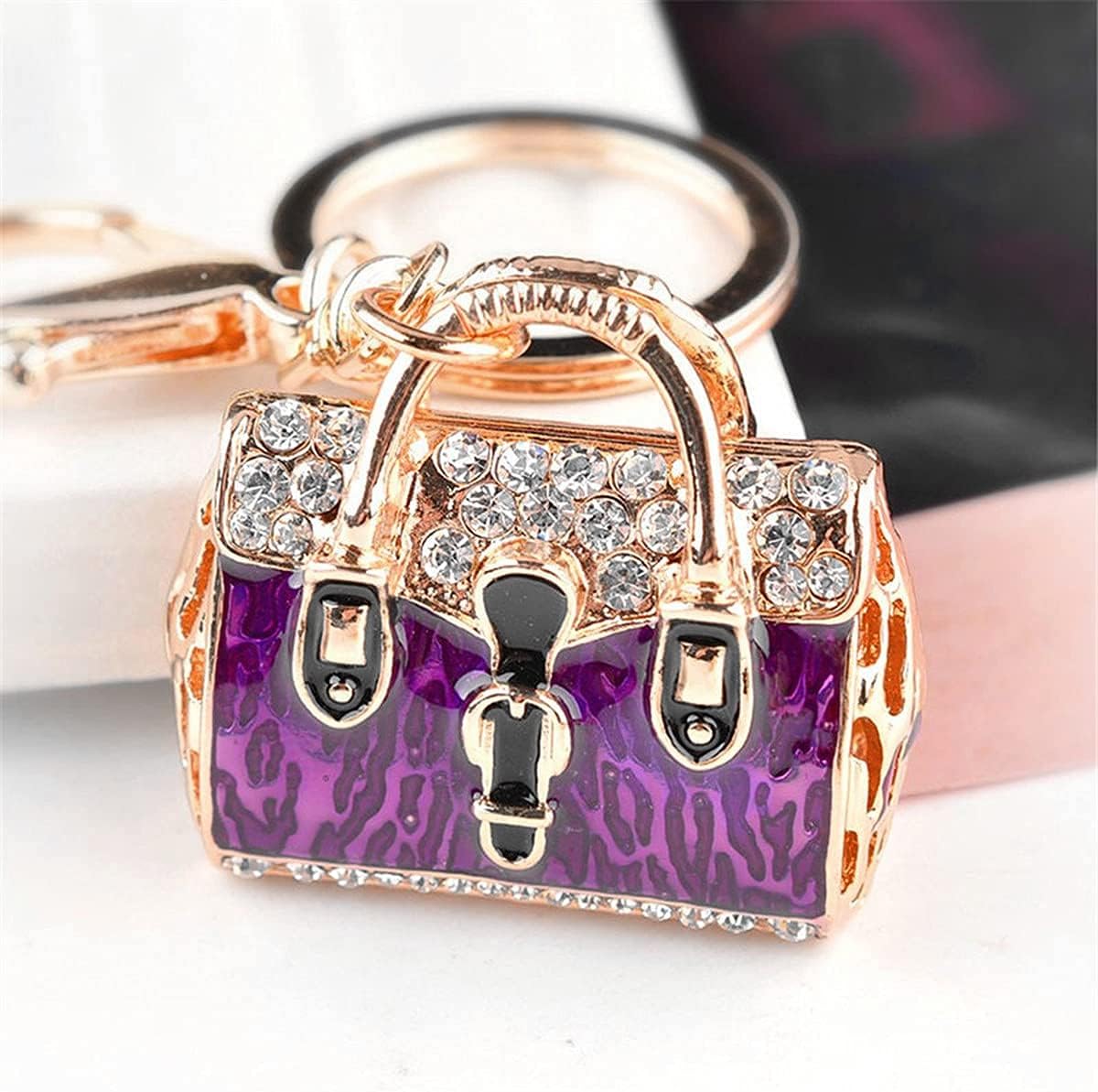 Fashion Leopard Purse Hand Held Bag Keychain Key Ring Cinderella Charms women Car Female's Gift Key Holder key fob - Image 2