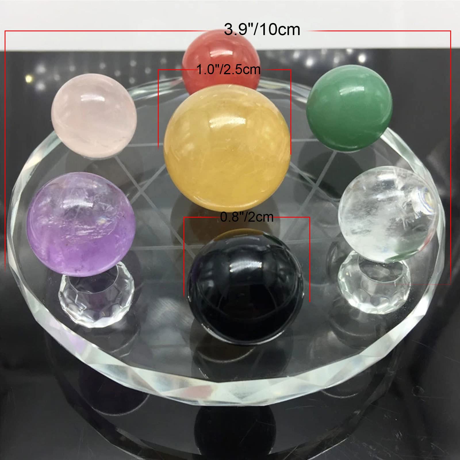 Set De 7 Boules De Cristal De Chakra Naturelles Avec Support - Pour La Méditation, Le Reiki, Le Feng Shui Et La Décoration énergétique