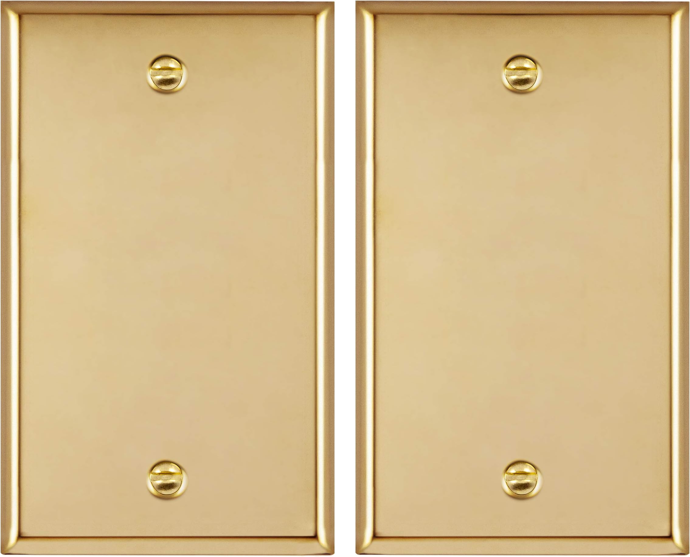 ENERLITES Blank Device Metal Wall Plate, Stainless Steel 201, Corrosive Resistant, Size 1-Gang 4.50" x 2.76", 7701-PB-2PCS, Polished Brass, Gold, 2 Pack