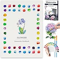 DPDPPL Watercolor Workbook for Adults: 13 Pages 300GSM Paper, 26 Colors Paint Set, Brush & Bag - Beginner Flowers Coloring Book
