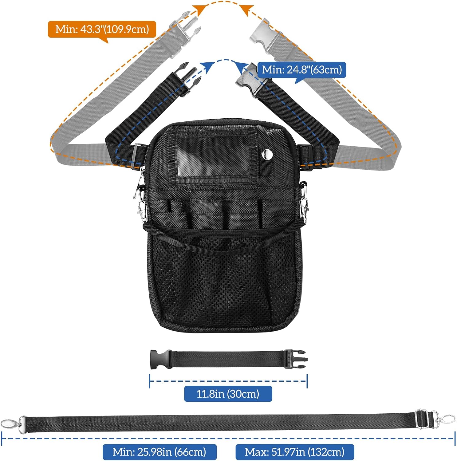 ProCase Nurse Fanny Pack, Lightweight Utility Organizer Pouch for Medical Supplies, Stethoscope, Scissors for RN EMT -Black, Small image 2