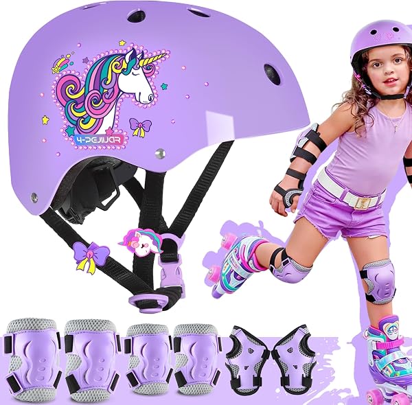 Unicornio Protección para Patines Infantiles Rodilleras para niñas Protecciones Skate Niño con Bolsa de Cordón para Patinaje Skateboard Monopatín Bicicletas - 1